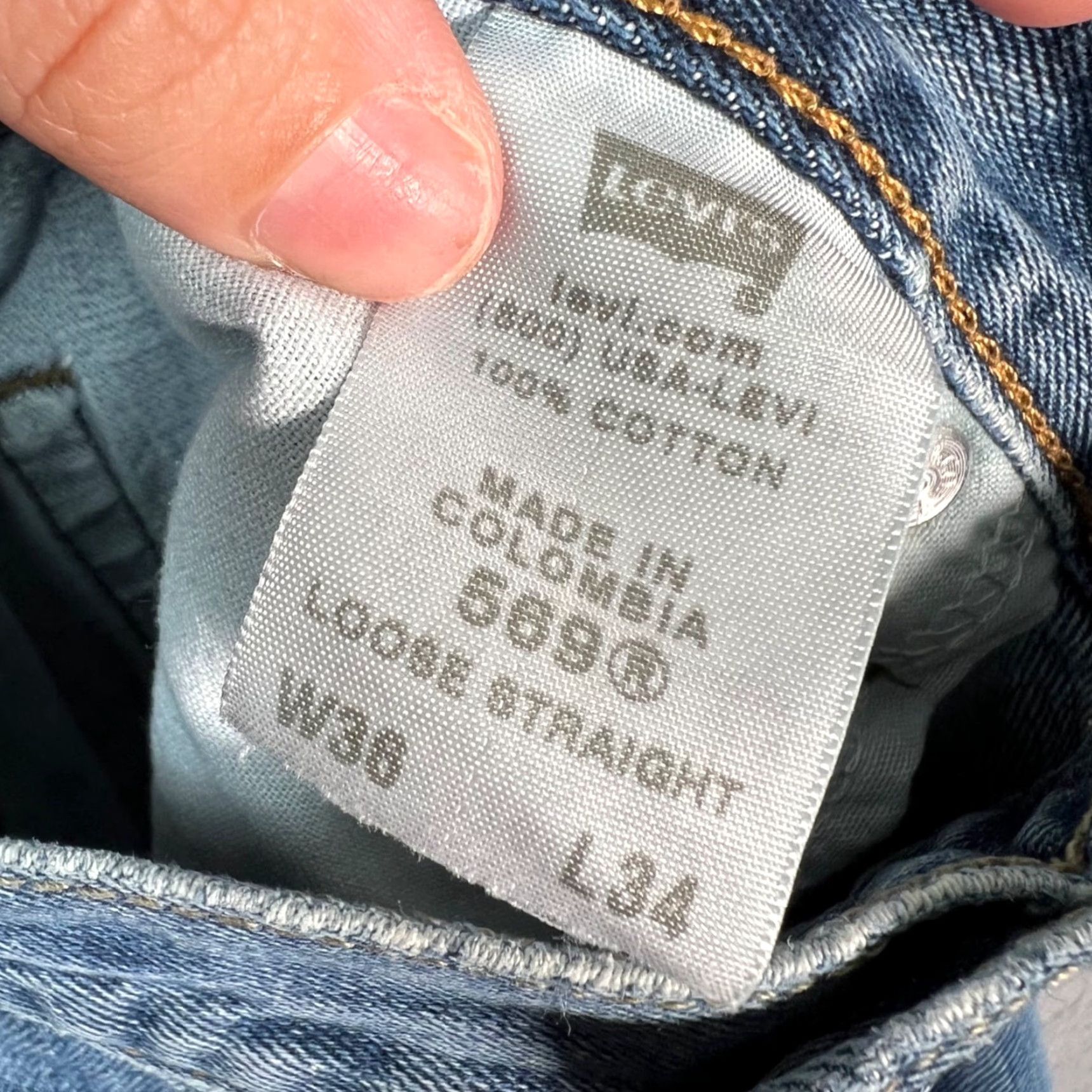 Levi's Levis 569 Jeans Mens 36 x 32 Distressed Hem Blue Denim Straight Relaxed Regular Fit 5-Pocket Denim Blue Jeans Mens Size US 36 / EU 52 - 5 Thumbnail