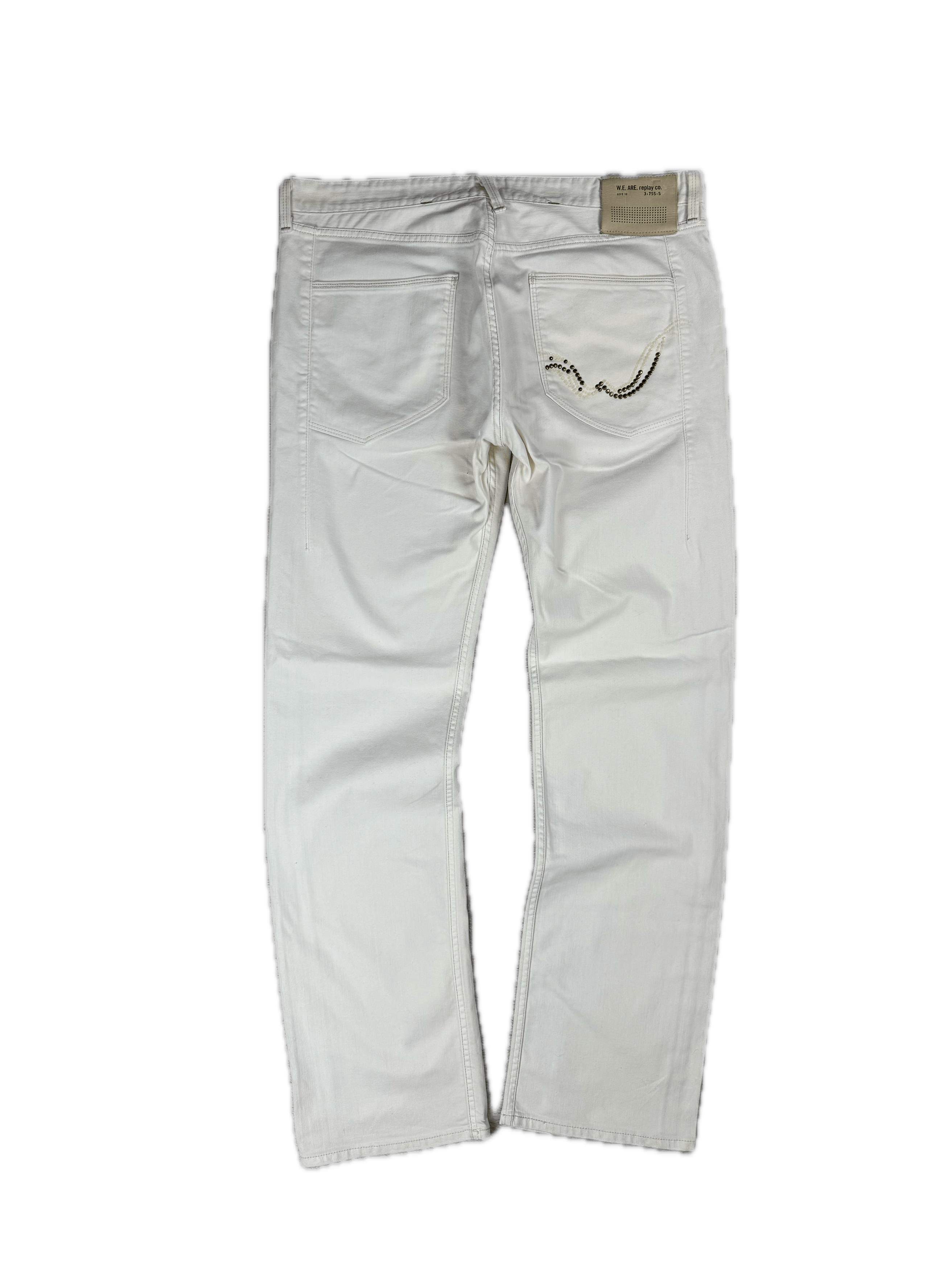 Replay Replay Carmelo Jeans White Back Logo Made In Italy Straigth Size US 36 / EU 52 - 1 Thumbnail
