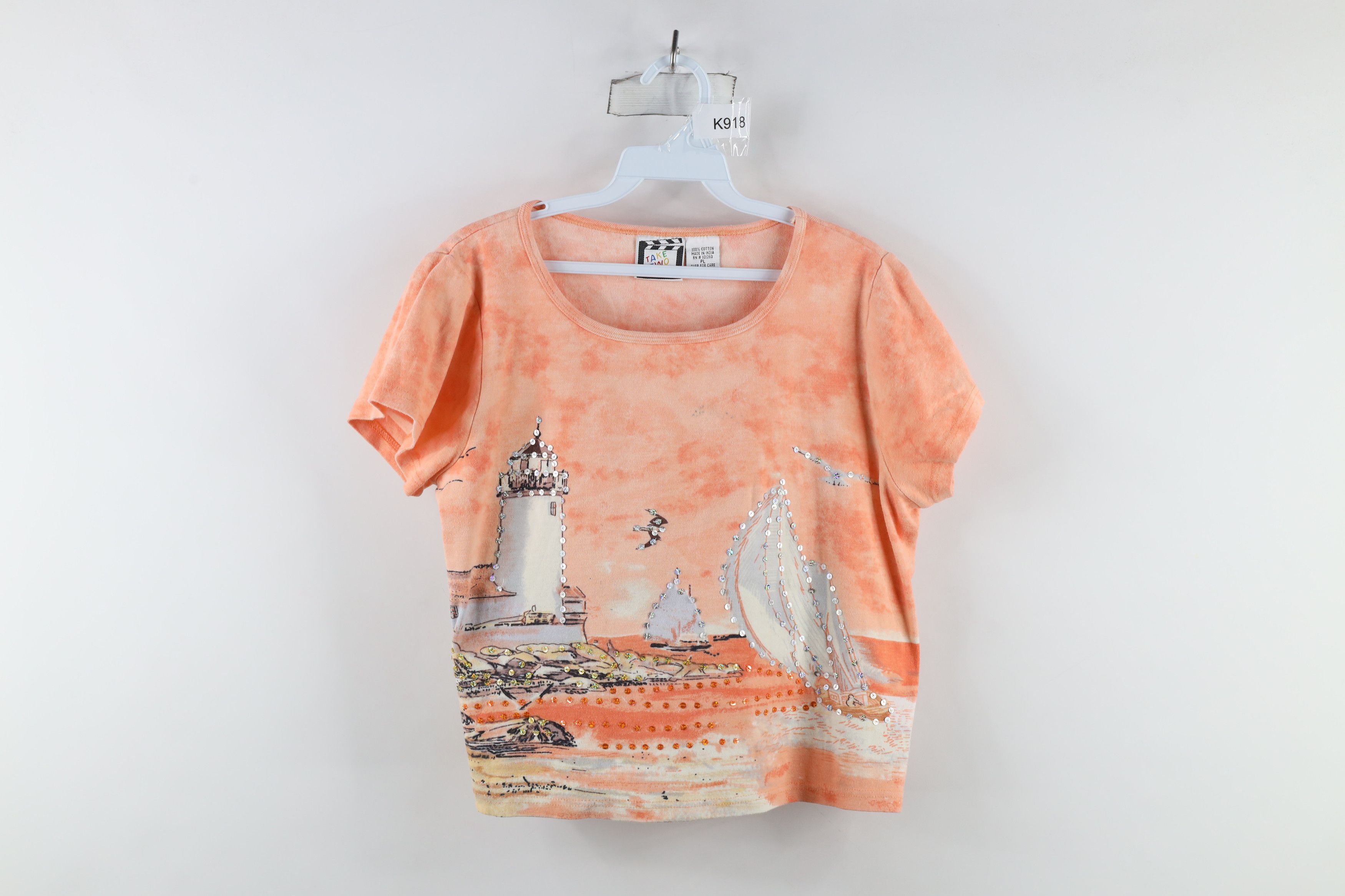 Vintage Vintage 90s Streetwear Beach All Over Print Cropped T-Shirt Size L / US 10 / IT 46 - 1 Thumbnail