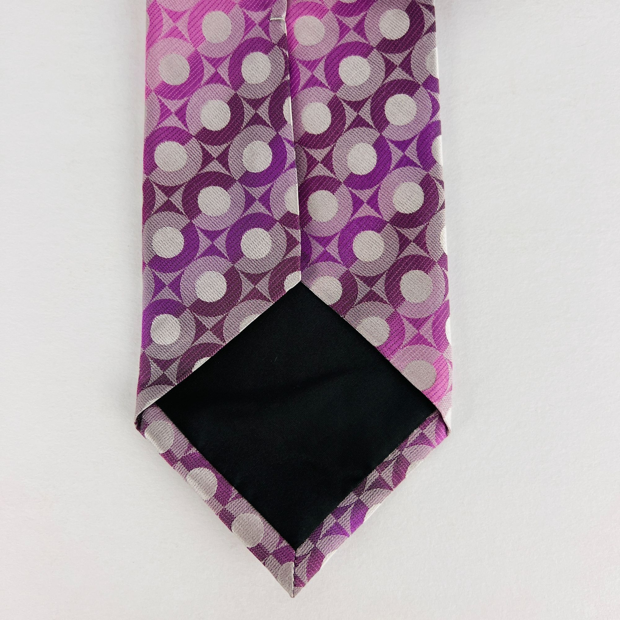 Van Heusen Van Heusen Geometic Circles Purple Shades Necktie Tie Size ONE SIZE - 6 Thumbnail