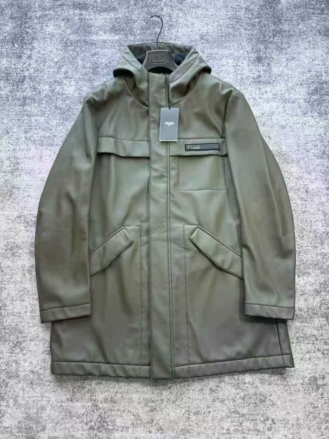 Fendi Fendi Dark Green Eco Leather Coat Size US M / EU 48-50 / 2 - 1 Thumbnail