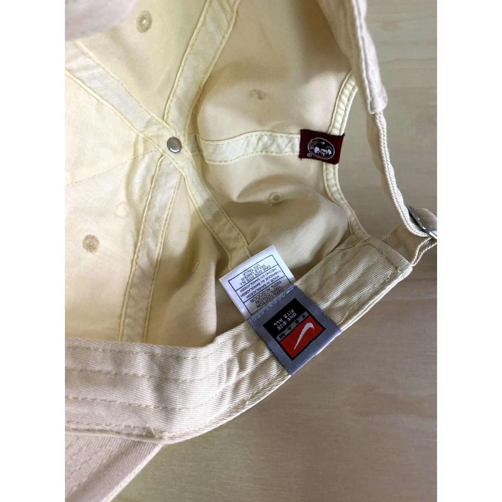 Nike VINTAGE Nike Hat Mens One Size Beige Y2K Florida State Seminoles FSU Strapback Dad Center Check Size ONE SIZE - 2 Thumbnail