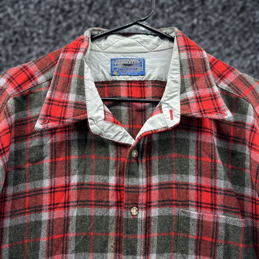 Pendleton VINTAGE Pendleton Shirt Mens XL Red Plaid Lined Long Sleeve Button Front USA Size US XL / EU 56 / 4 - 1 Thumbnail