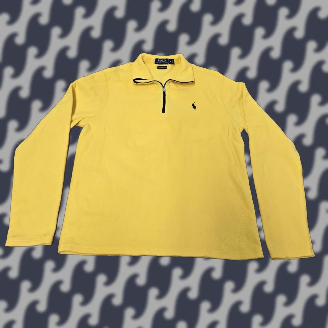Polo Ralph Lauren Polo Ralph Lauren Sweater Mens Medium Yellow Quarter Zip Fleece Mock Neck 1/4 Zip Pullover Size US M / EU 48-50 / 2 - 1 Thumbnail