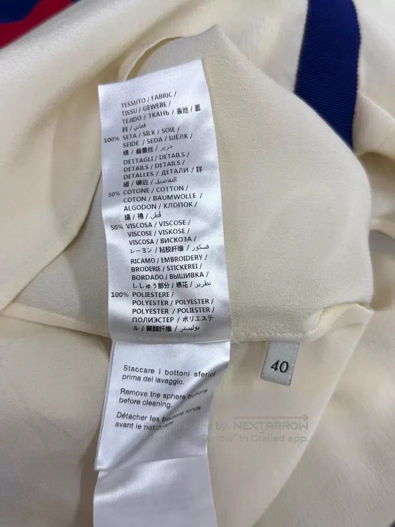 Gucci Gucci Beige bee embroidery pearl buckle tie shirt Size S / US 4 / IT 40 - 5 Thumbnail