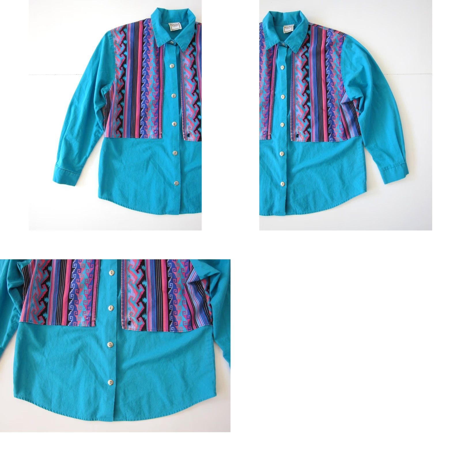 Vintage VINTAGE Western Plains Trading Co. Blouse Shirt 3/4 Sleeve Pink Blue M-L Womens Size L / US 10 / IT 46 - 8 Thumbnail