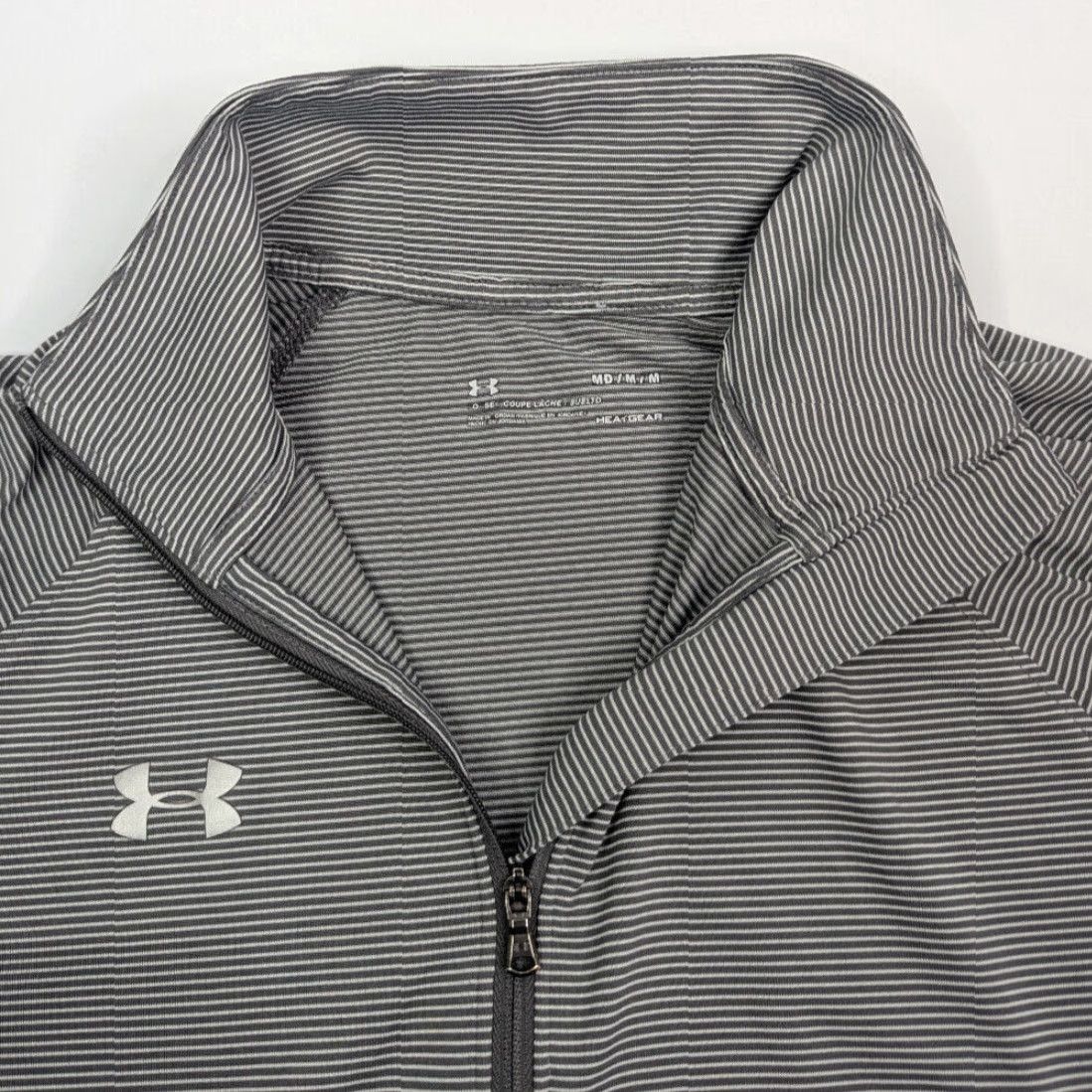 Under Armour Under Armour Womens Pullover 1/4 Zip HeatGear Long Sleeve Striped Mock Neck Medium Gray Size M / US 6-8 / IT 42-44 - 6 Thumbnail