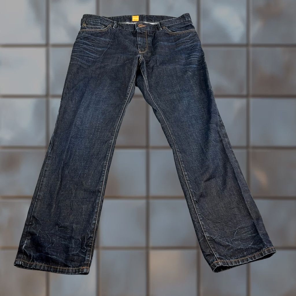Hugo Boss HUGO BOSS Jeans Regular Straight 36 30 Dark Blue Indigo Whiskers Mens Denim 5-Pocket Design Size US 36 / EU 52 - 1 Thumbnail