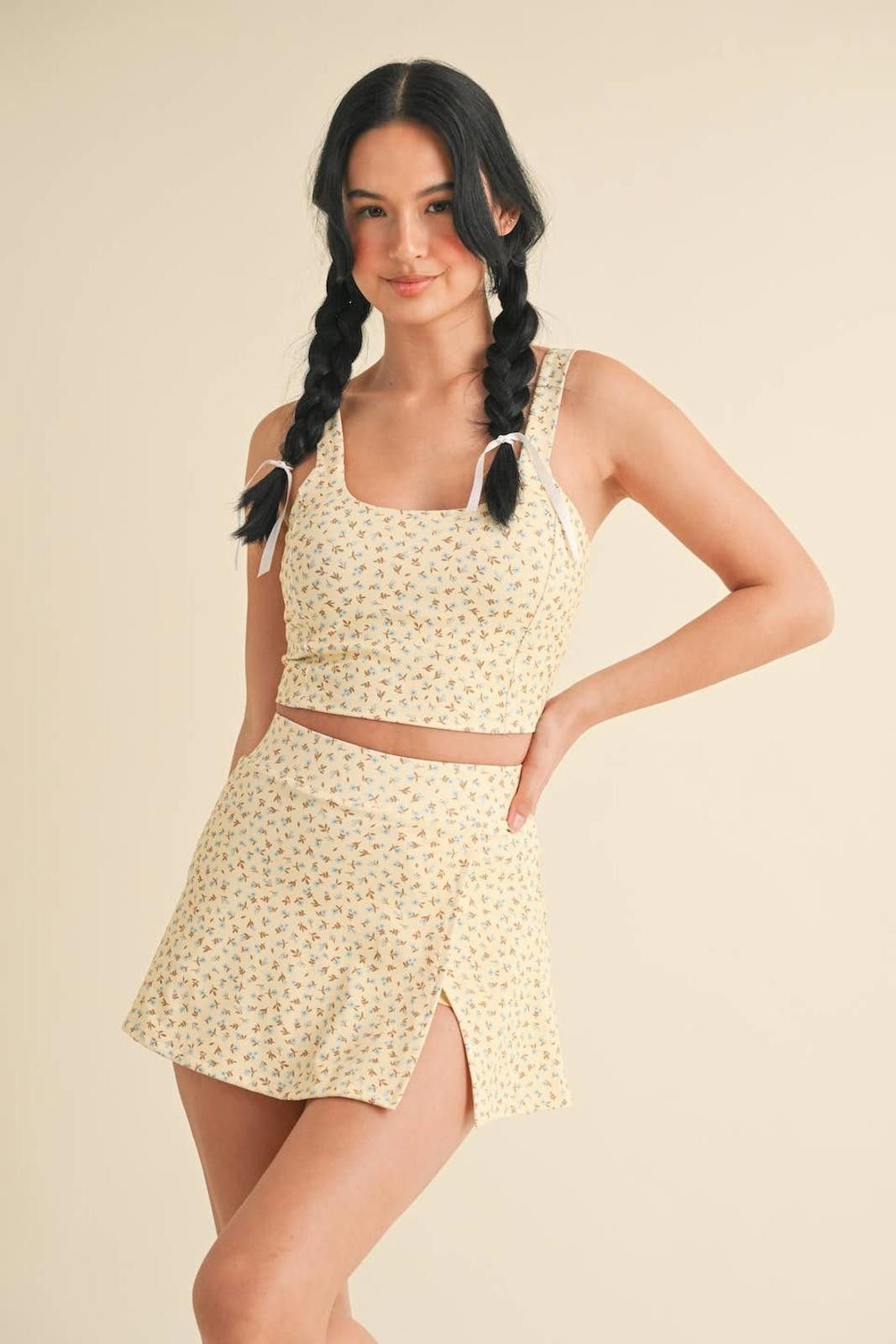Christian Kimber Ditsy Print Twist Back Crop Tank by Kimberly C Size ONE SIZE - 5 Thumbnail