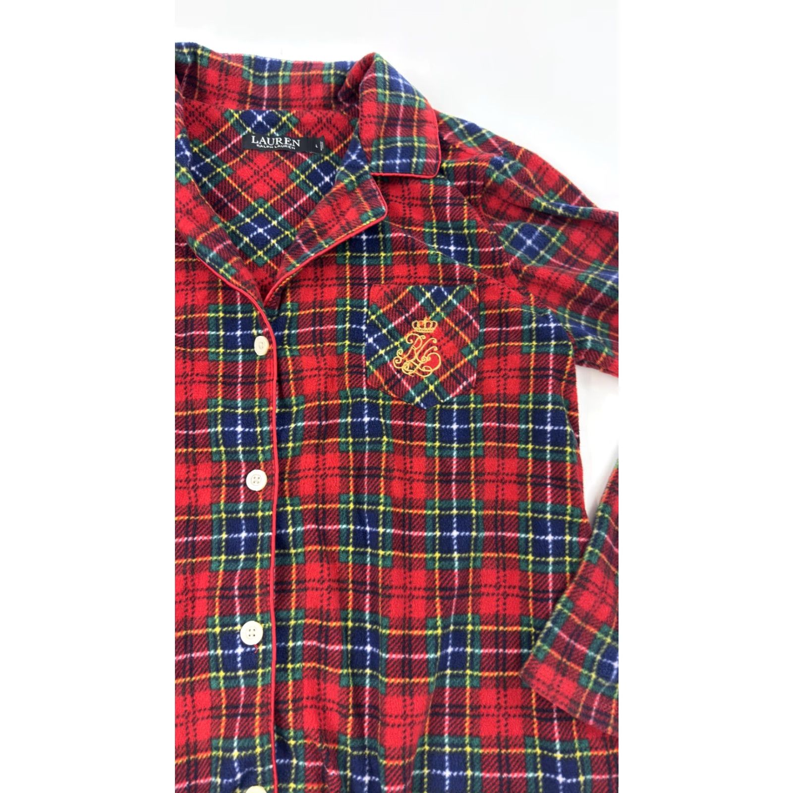 Ralph Lauren Ralph Lauren Shirt Womens Large Red Green Blue Plaid Flannel Pajama Top Size L / US 10 / IT 46 - 2 Thumbnail