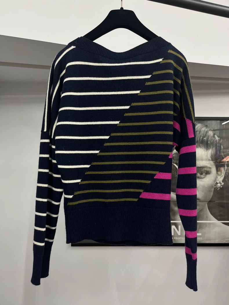 Chanel Chanel Large logo striped cashmere sweater Size XXS / US 00 / IT 34 - 3 Thumbnail