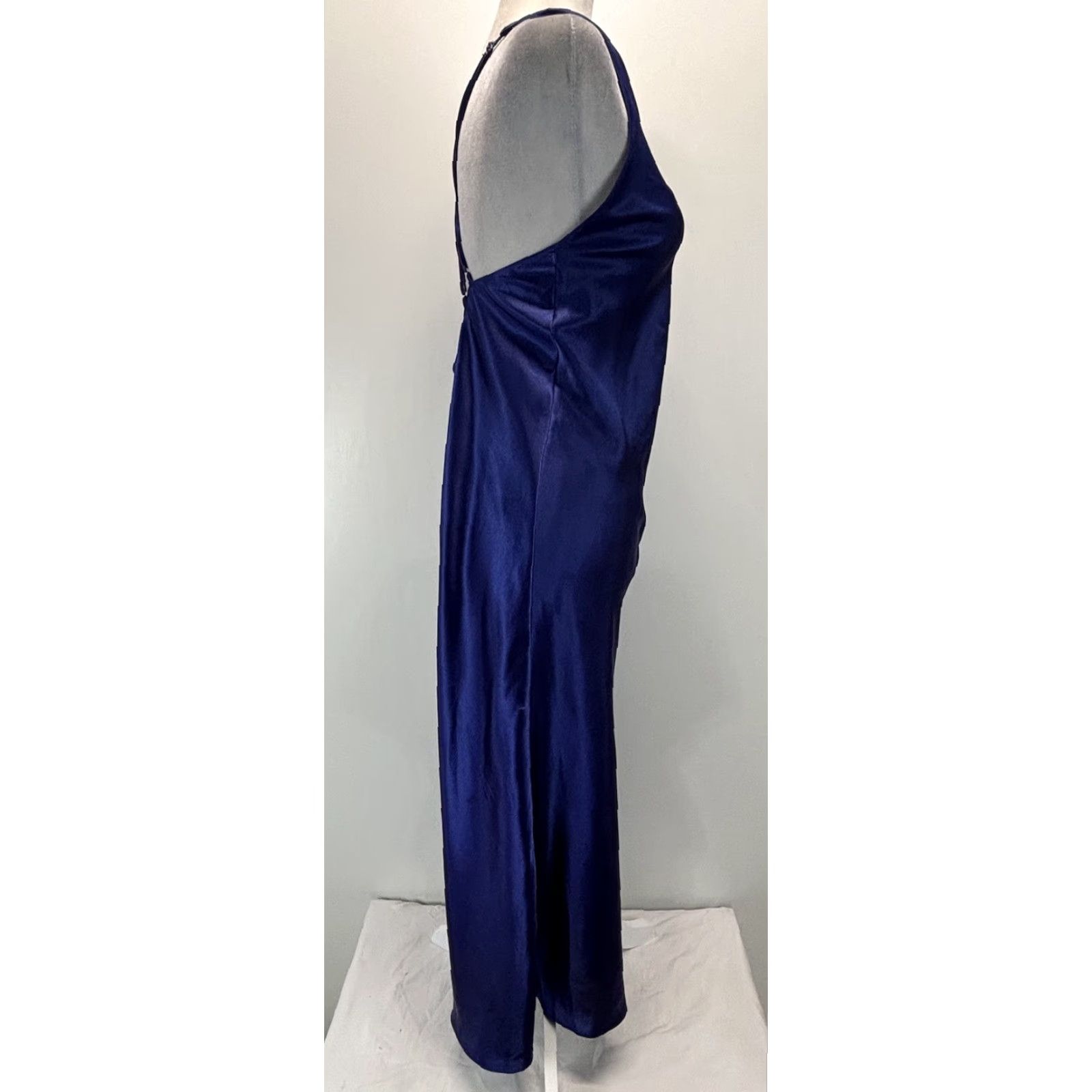Vintage Frederick's of Hollywood Blue Satin Nightgown Slip Dress Sz Medium Women Open Back Dress Size M / US 6-8 / IT 42-44 - 4 Thumbnail