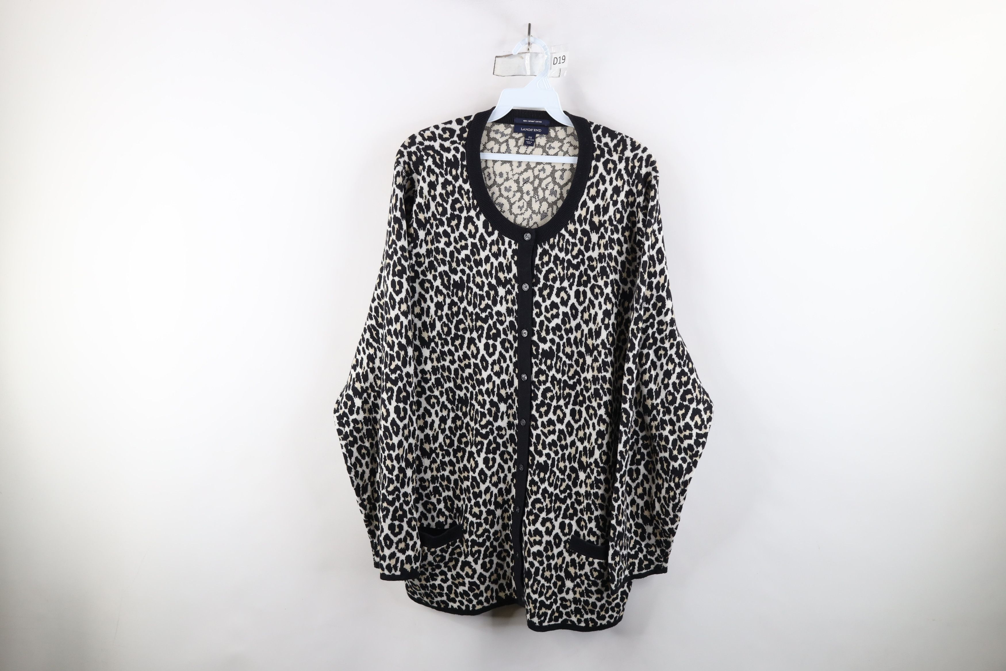 Lands' End × Vintage Vintage Lands End Leopard Cheetah Knit Cardigan Sweater Size 3XL / US 20-22 - 1 Thumbnail