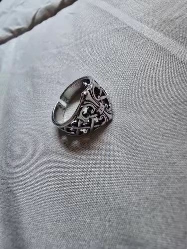 Jewelry Gothic Chrome Floral Cross Adjutable Ring Size ONE SIZE - 3 Thumbnail