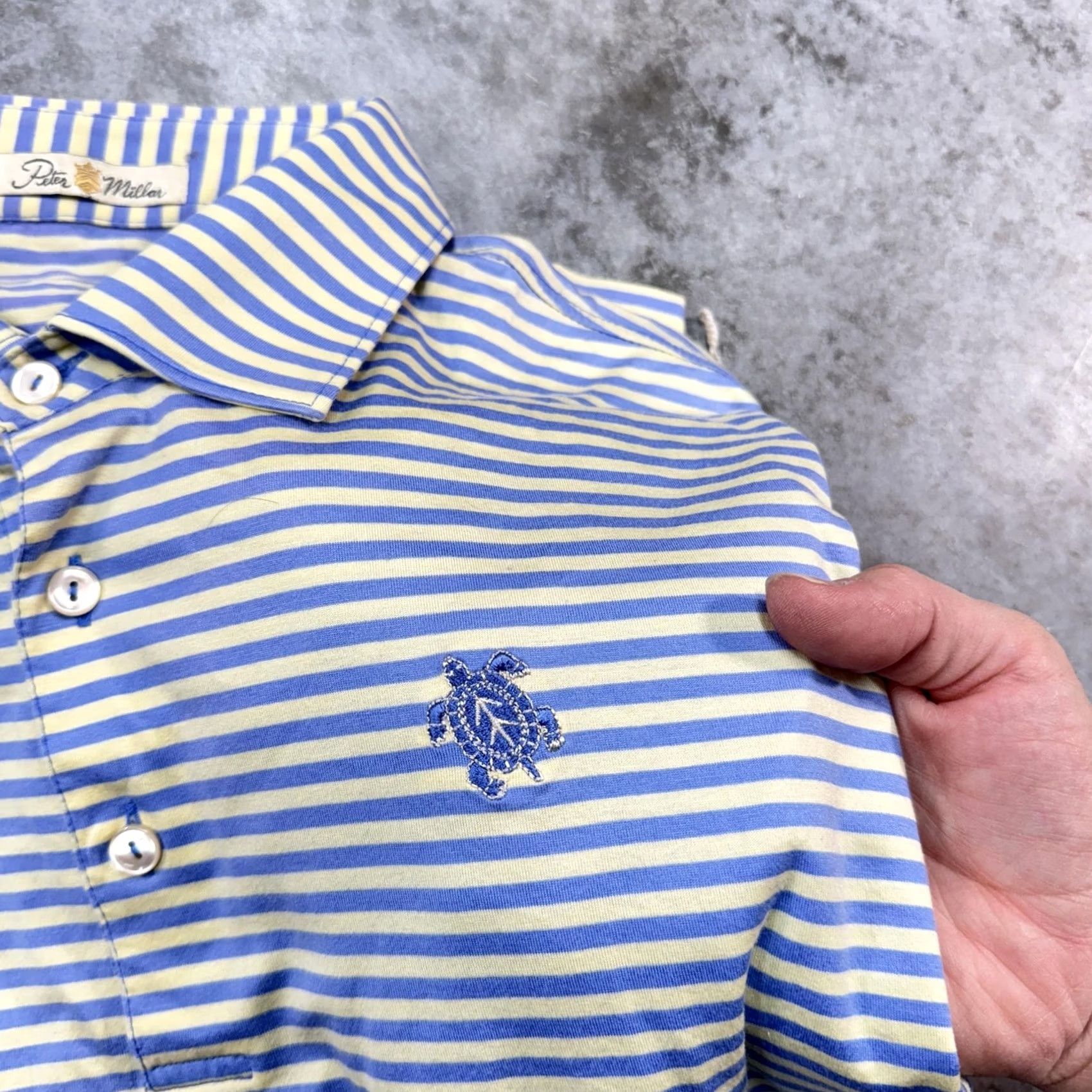 Peter Millar Peter Millar Polo Shirt Mens XL Striped Double Mercerized Golf blue yellow Polo Shirt Mens XL Striped Blue Yellow Size US XL / EU 56 / 4 - 3 Thumbnail