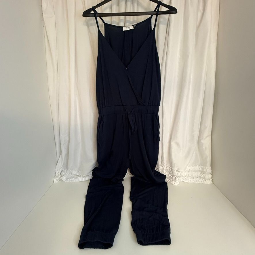Other Bluivy Navy Surplice Jersey Jumpsuit Adjustable Waist Tie & Size 27" / US 4 / IT 40 - 3 Thumbnail