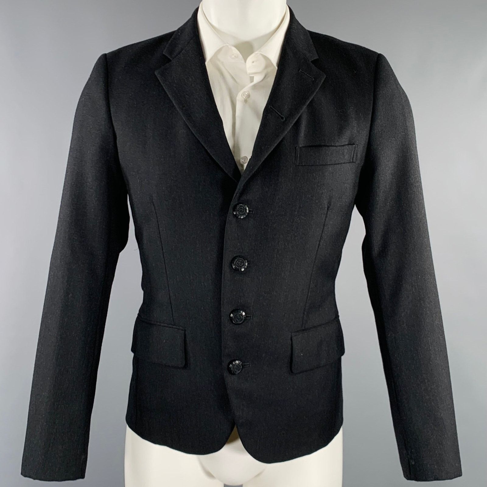 Comme des Garcons Homme Plus PLUS 2012 Size S Black Wool Cashmere Sport Coat Size 36R - 1 Thumbnail