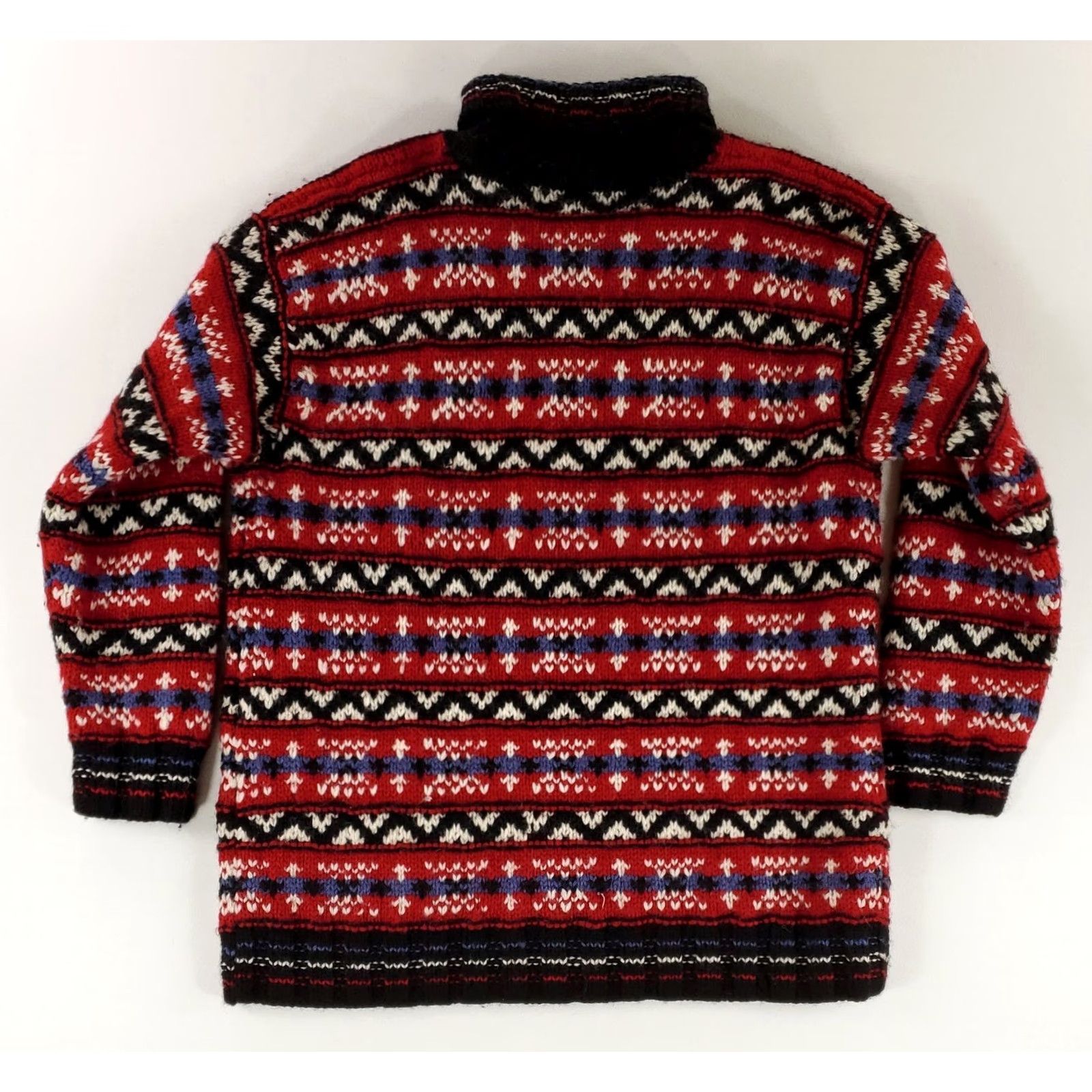 Jones New York Jones New York Sweater Wool Turtleneck Hand Knit Chunky Red Black Womens M Multicolor Pullover Womens M Size M / US 6-8 / IT 42-44 - 4 Thumbnail