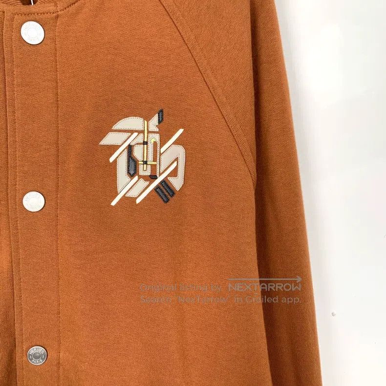 Hermes Hermes Orange Logo Pattern Applique Cotton Baseball Jacket Size M / US 6-8 / IT 42-44 - 4 Thumbnail