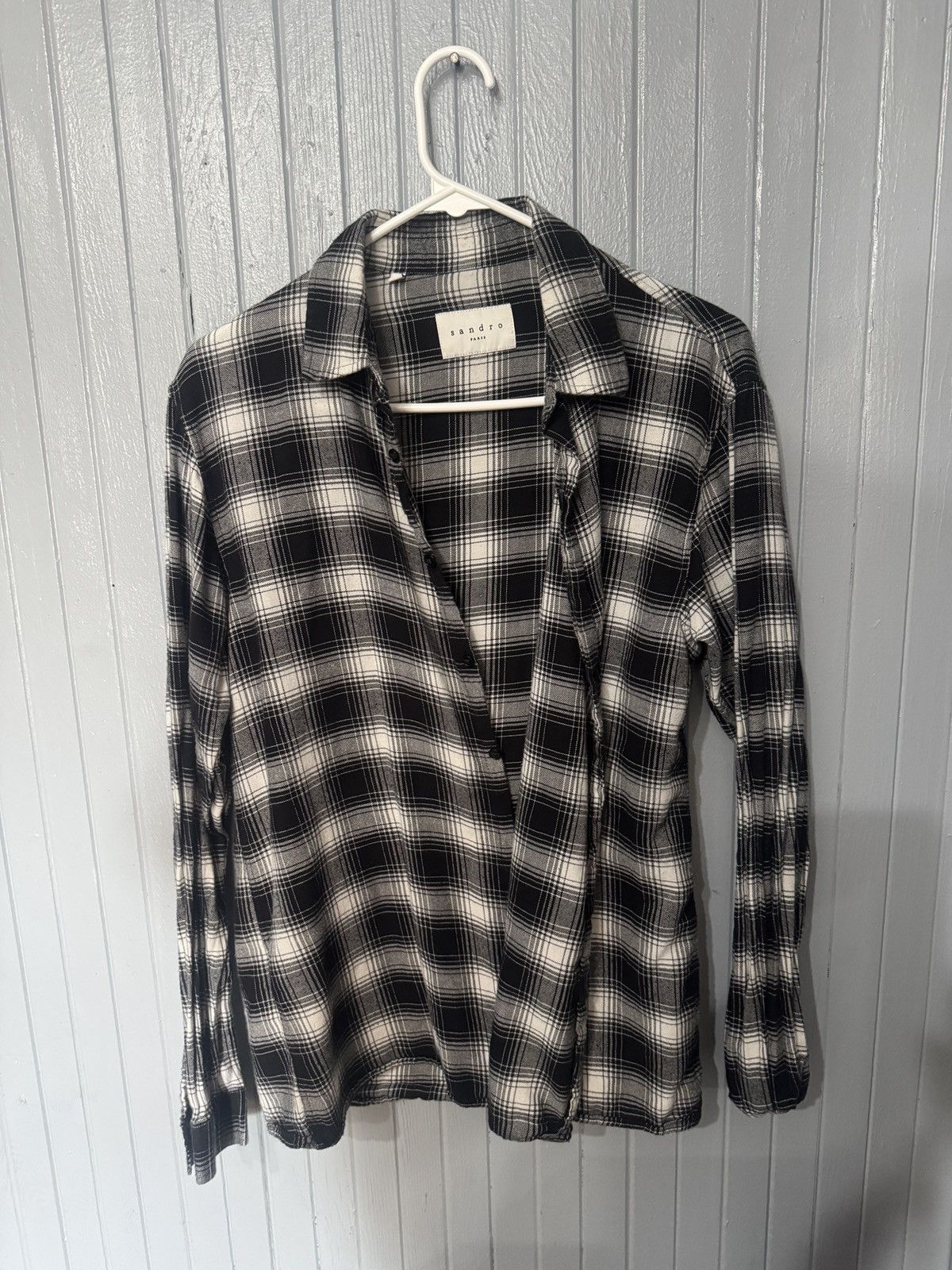 Sandro Sandro Paris Black/White Plaid Shirt Size US L / EU 52-54 / 3 - 1 Thumbnail
