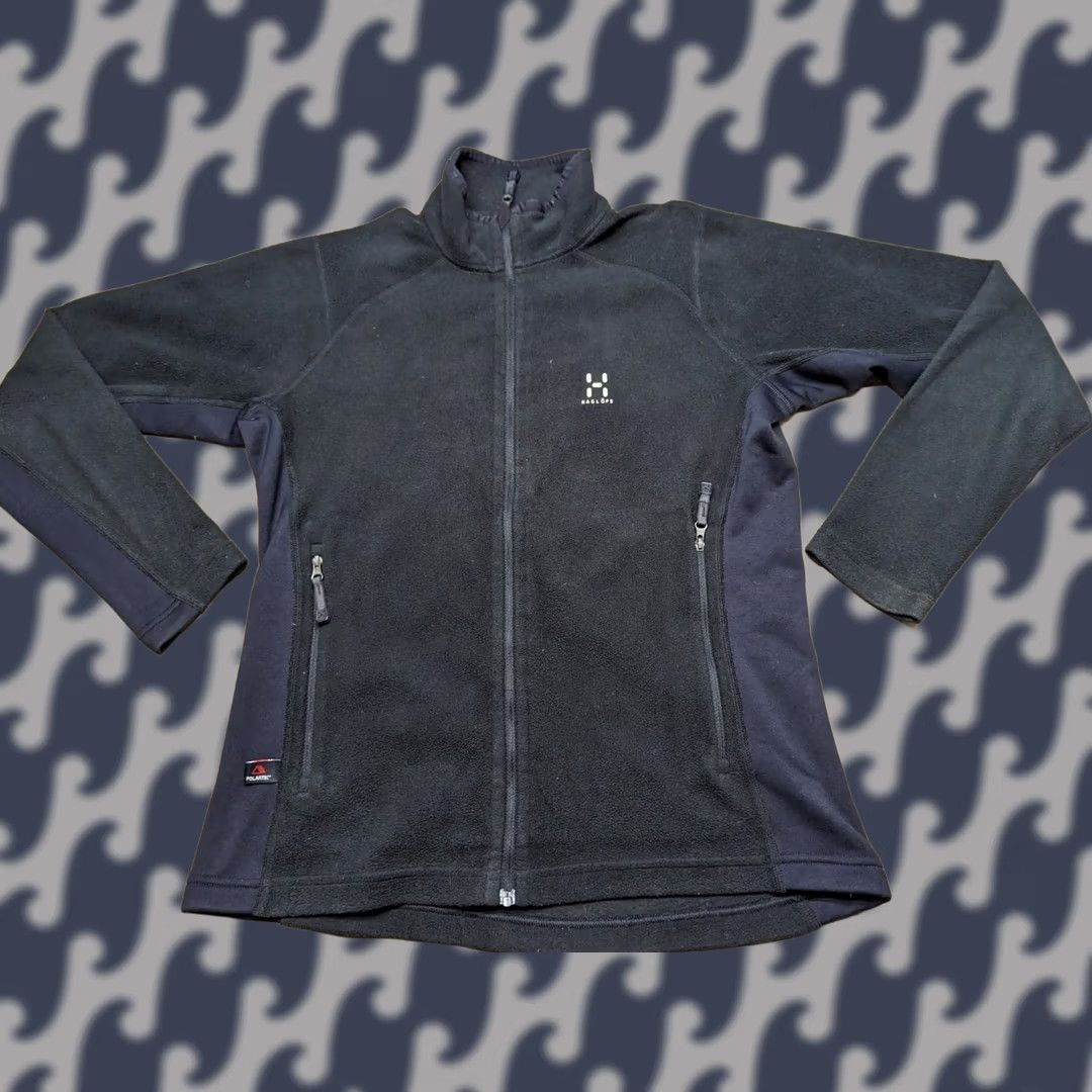Vintage Haglöfs Womens Fleece Jacket Medium Polartec Black Track Jacket Outdoor Running & Walking Wear Size M / US 6-8 / IT 42-44 - 1 Thumbnail