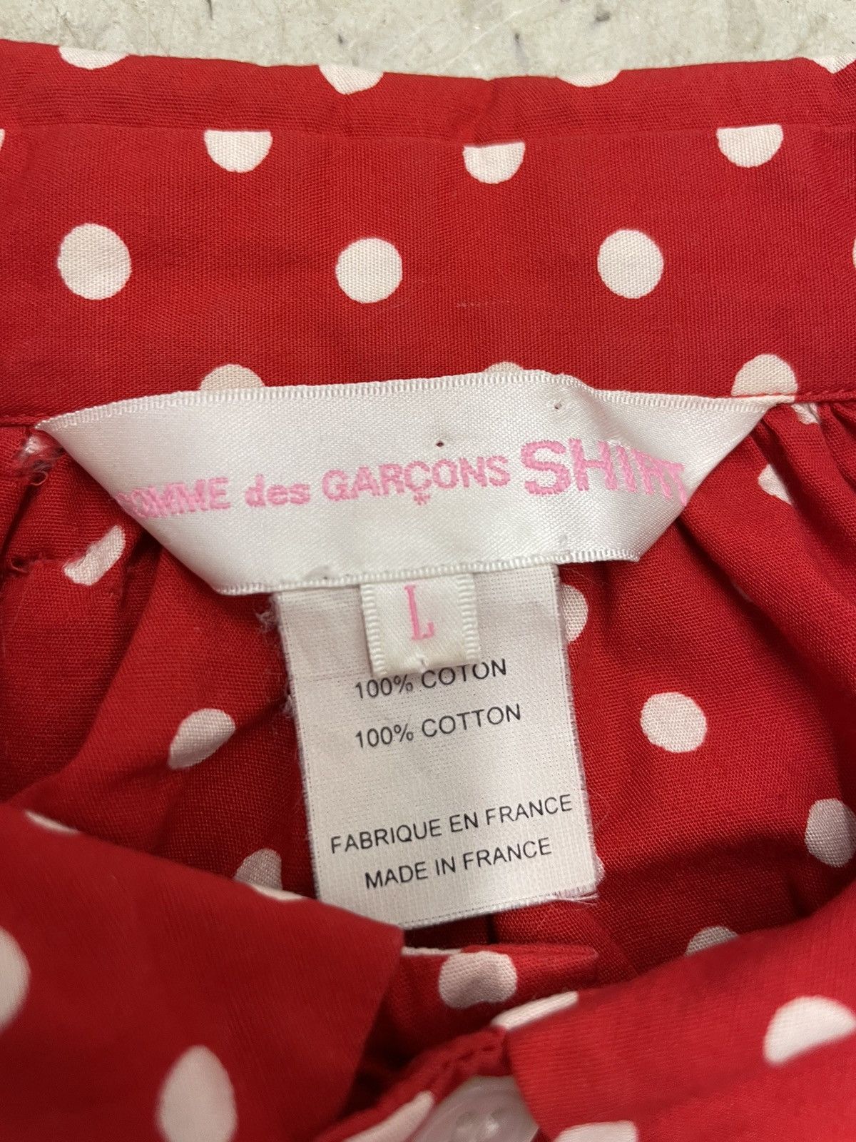 Comme des Garcons SHIRT Polka Dot Print Button Up Collar Cotton Size L / US 10 / IT 46 - 3 Thumbnail