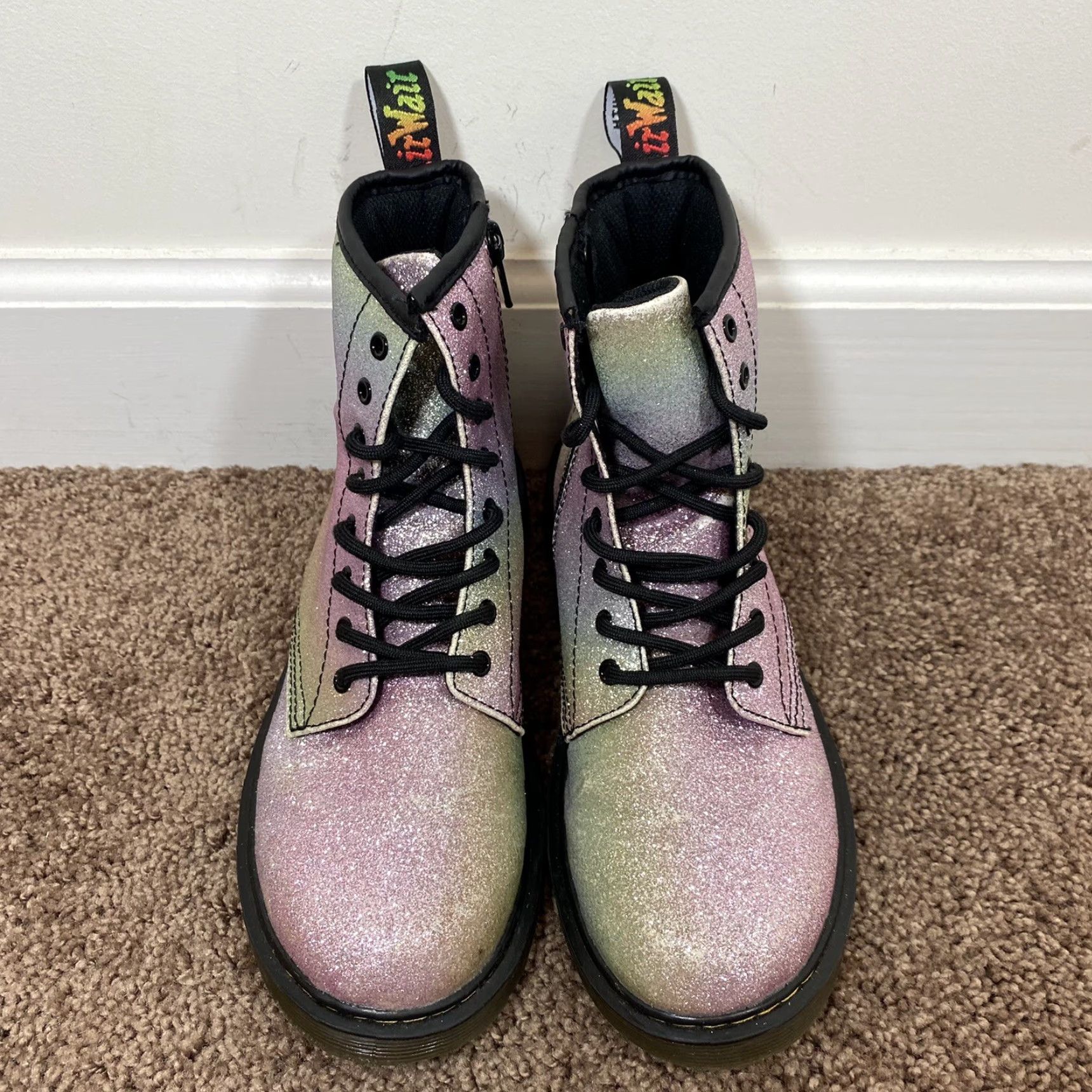 Dr. Martens VINTAGE Dr. Martens Boots Rainbow Glitter Zipper J Womens US 5 Style 1460J JY004 Size US 5.5 / IT 35.5 - 4 Thumbnail