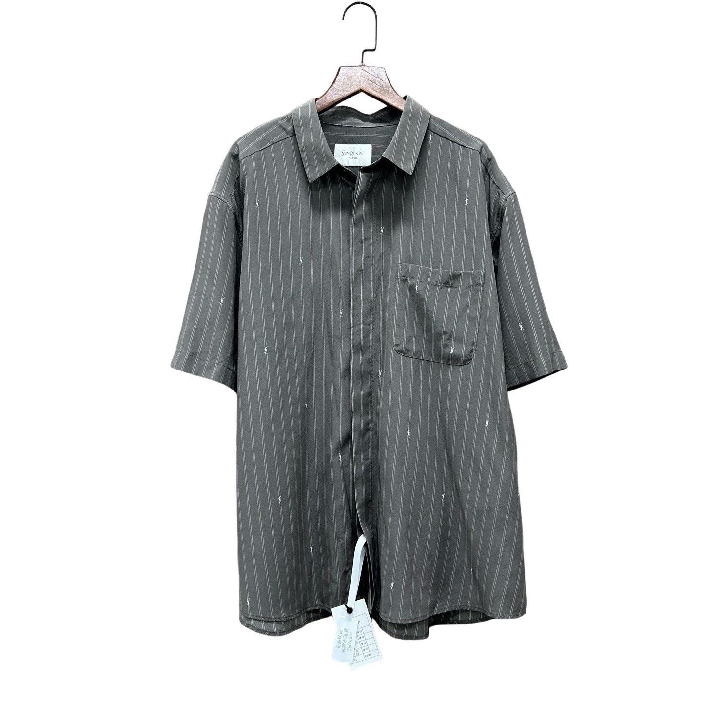 Saint Laurent Paris Saint Laurent Pinstripe Logo Shirt Size M Size US M / EU 48-50 / 2 - 1 Thumbnail