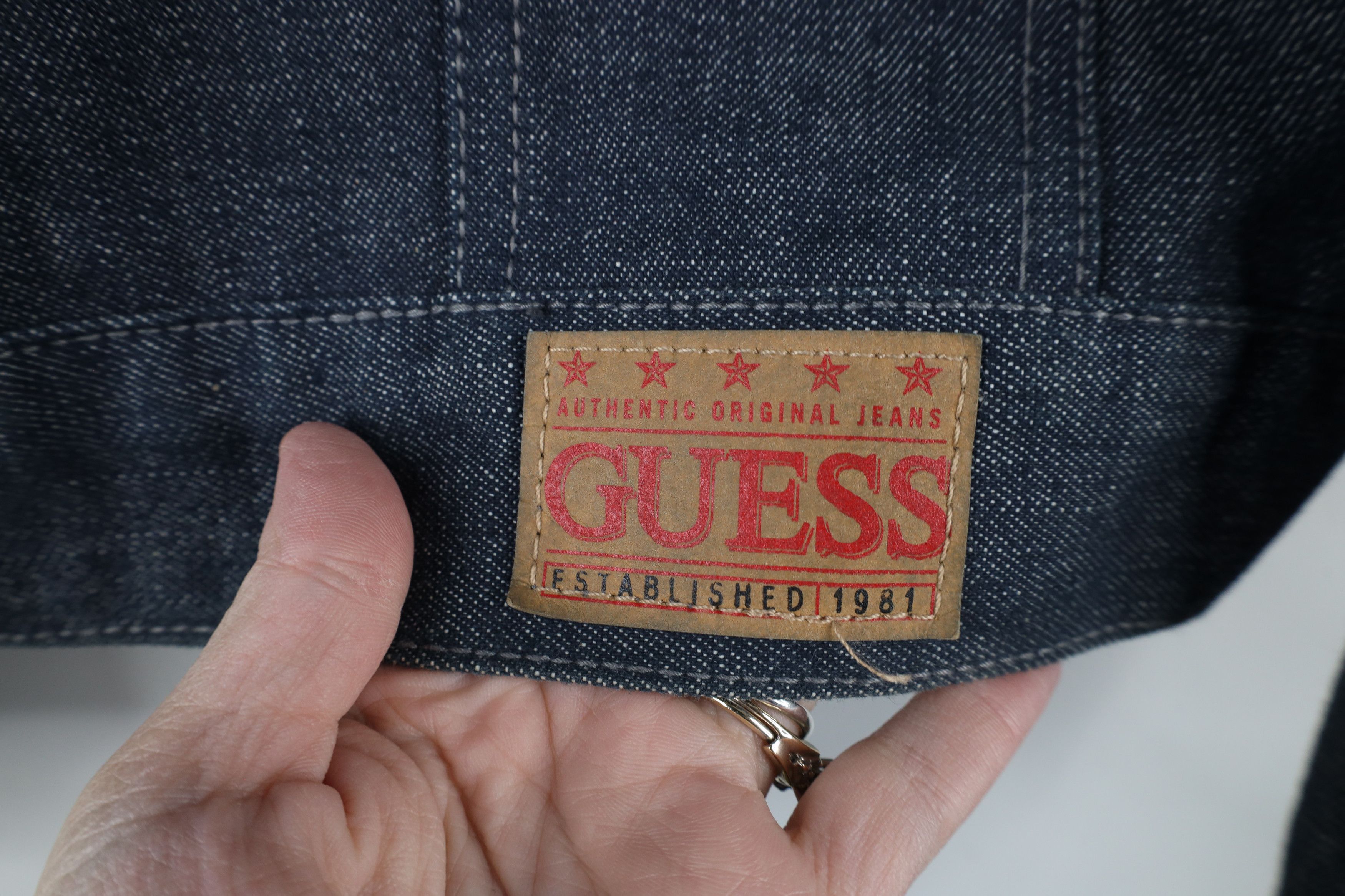 Guess × Vintage Vintage 90s Guess Chambray Denim Jean Trucker Jacket Blue Size US L / EU 52-54 / 3 - 4 Thumbnail