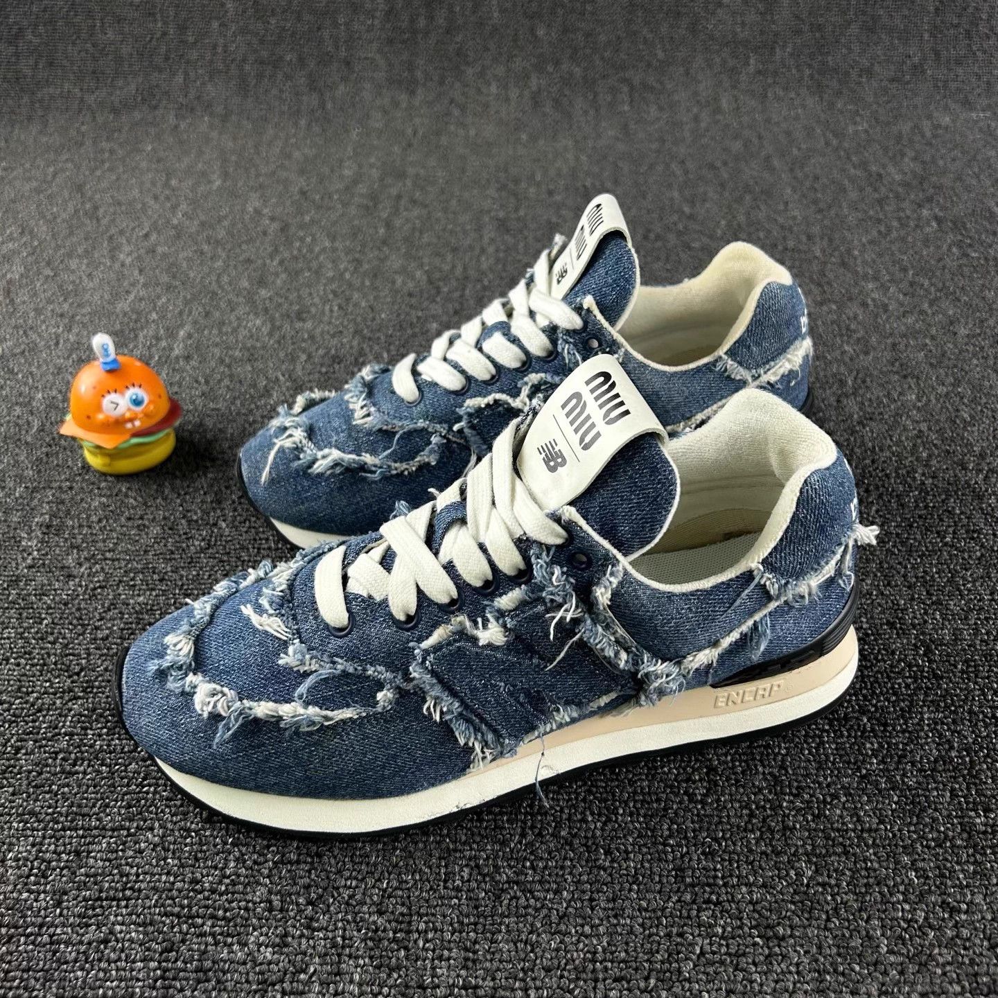 Miu Miu MIU MIU Women's Denim Distressed Sneakers Size US 6 / IT 36 - 1 Thumbnail