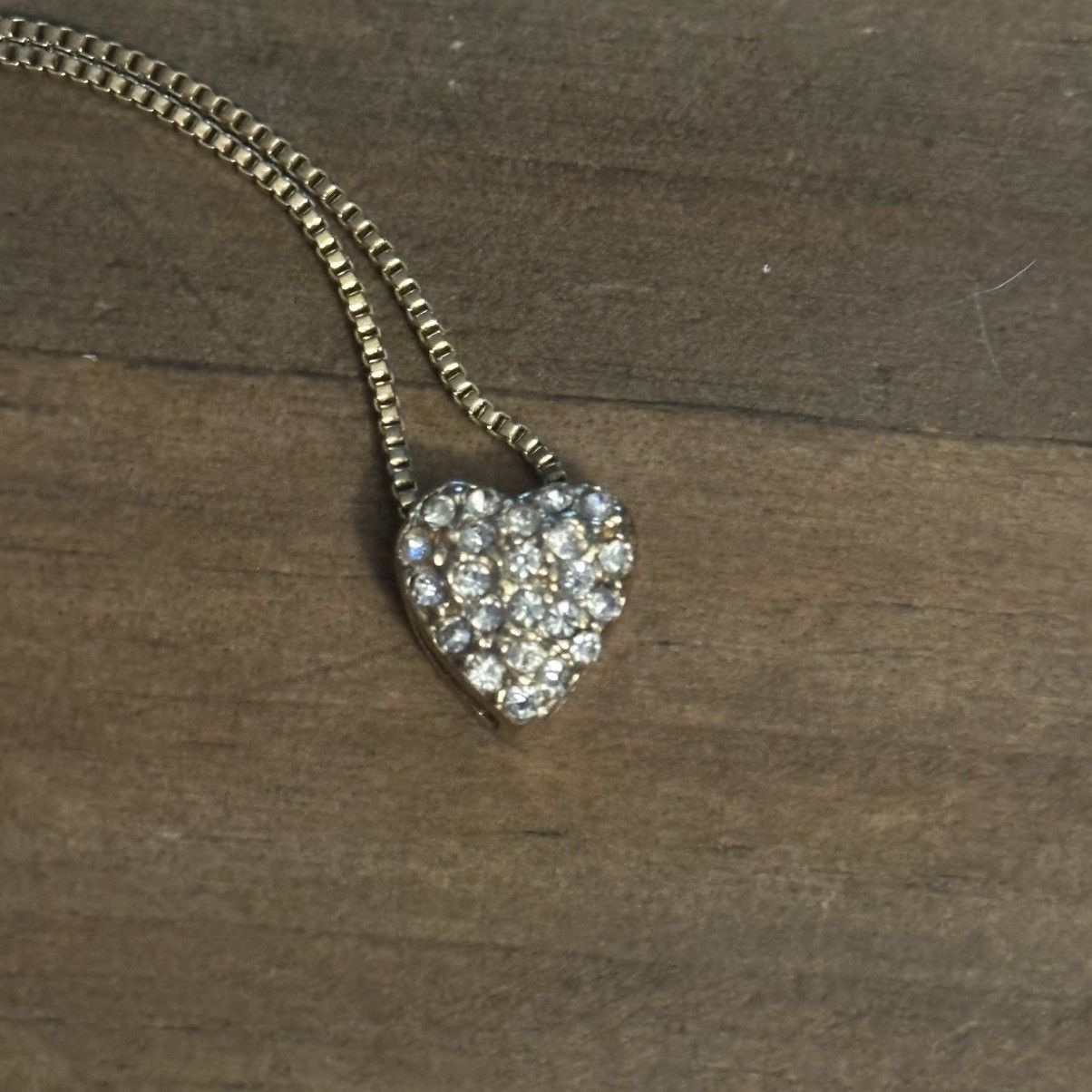 Vintage Vintage dainty gold tone paved heart pendant necklace Size ONE SIZE - 5 Thumbnail