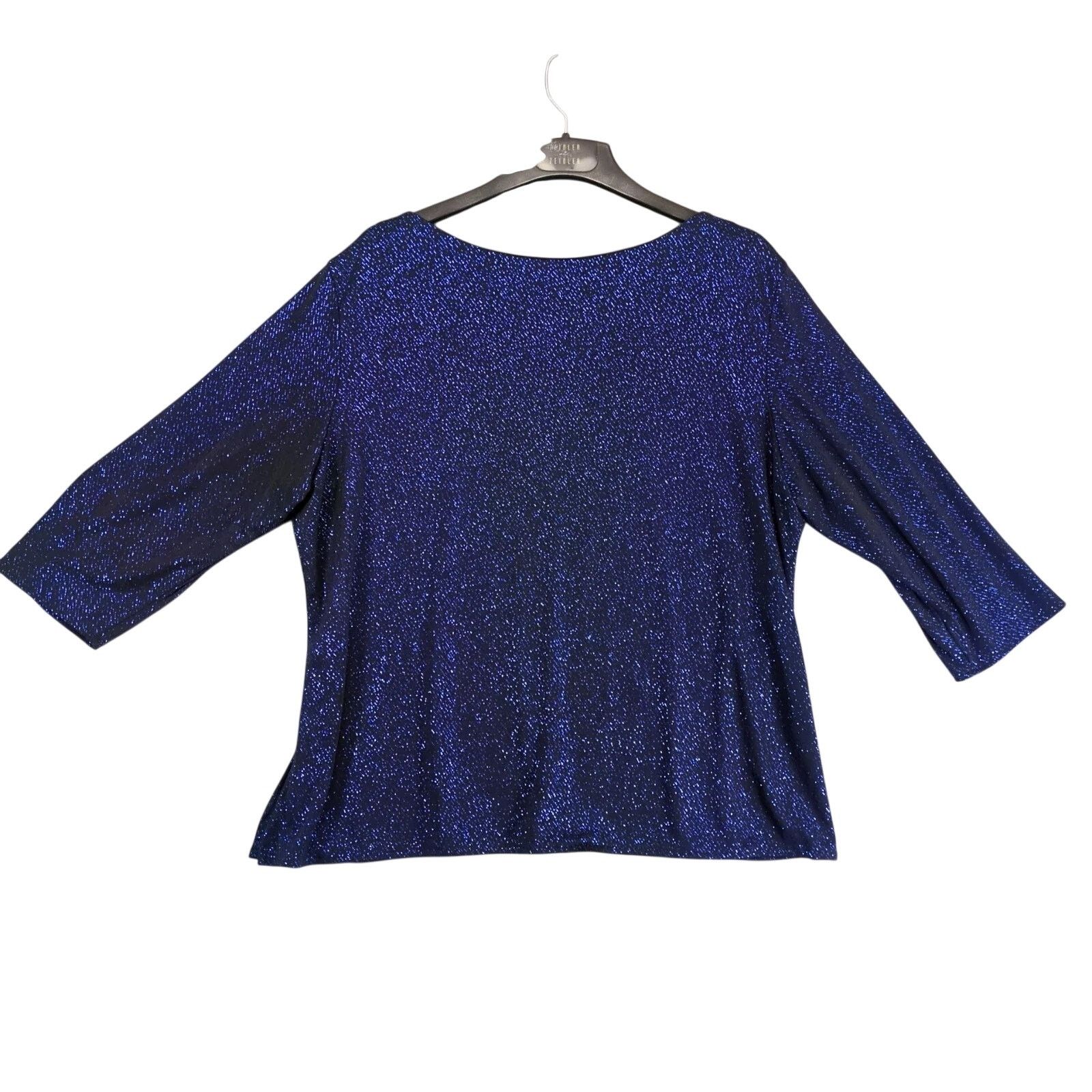 Other Formal Fashions 3X Black Navy Glitter Knit Blouse Top Stage Size 3XL / US 20-22 - 2 Thumbnail