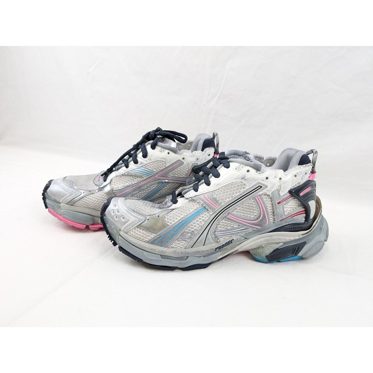 Balenciaga o1rshd1 Mesh Rubber Runners in Eggsh/Grey/Pink/Blue Size US 12 / EU 45 - 17 Thumbnail