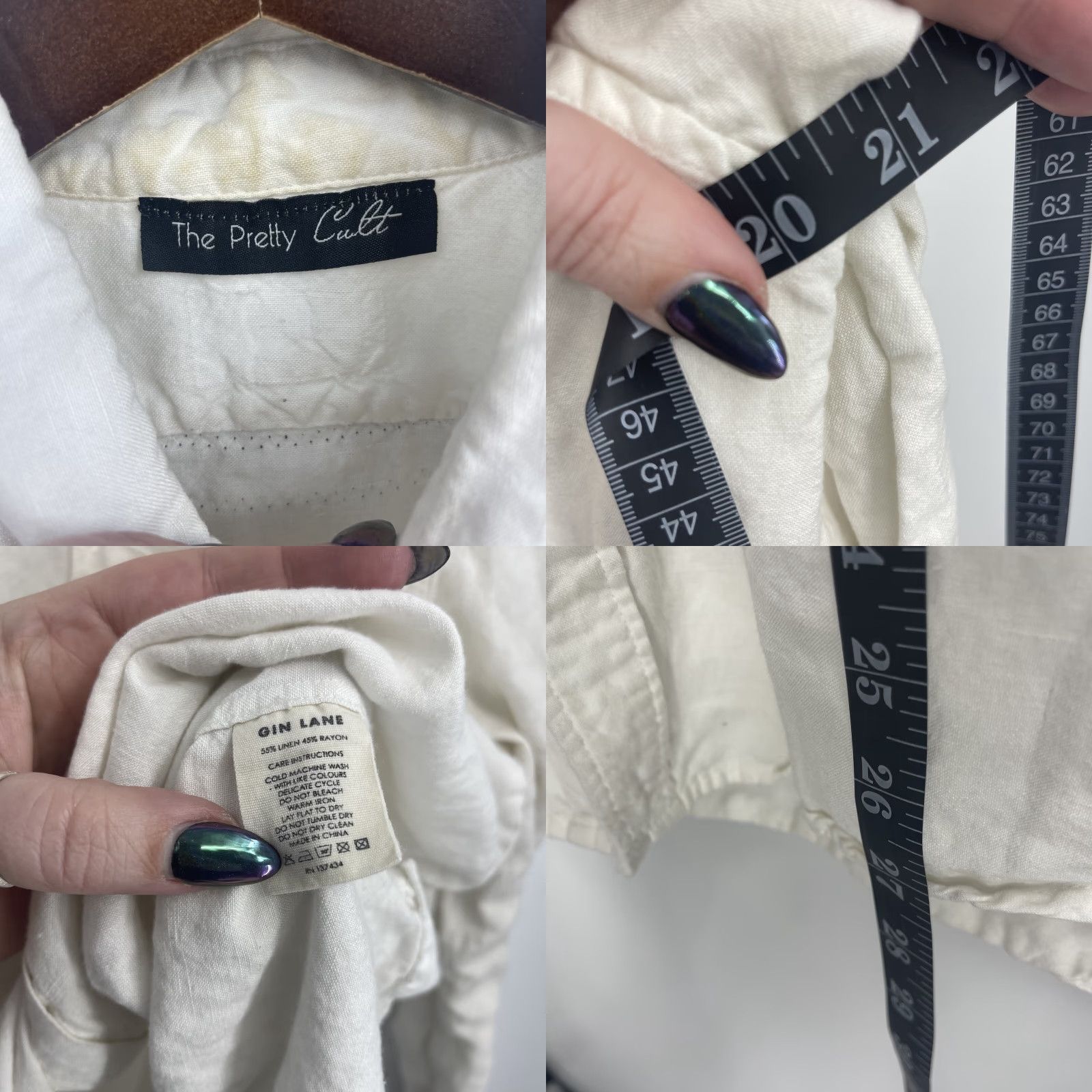 Vintage The Pretty Cult Shirt Womens Medium Button-Down Tarot Card Long Sleeve READ Ivory Size M / US 6-8 / IT 42-44 - 8 Thumbnail