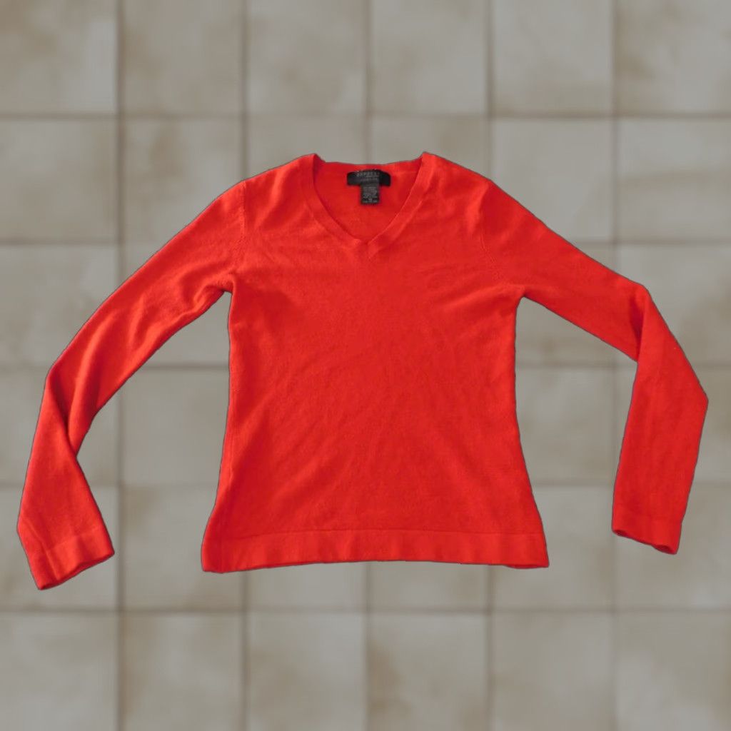 Express Express Sweater XS Womens Red Pullover V-Neck Regular Knit Stretch Nylon Acrylic Casual Size XS / US 0-2 / IT 36-38 - 1 Thumbnail