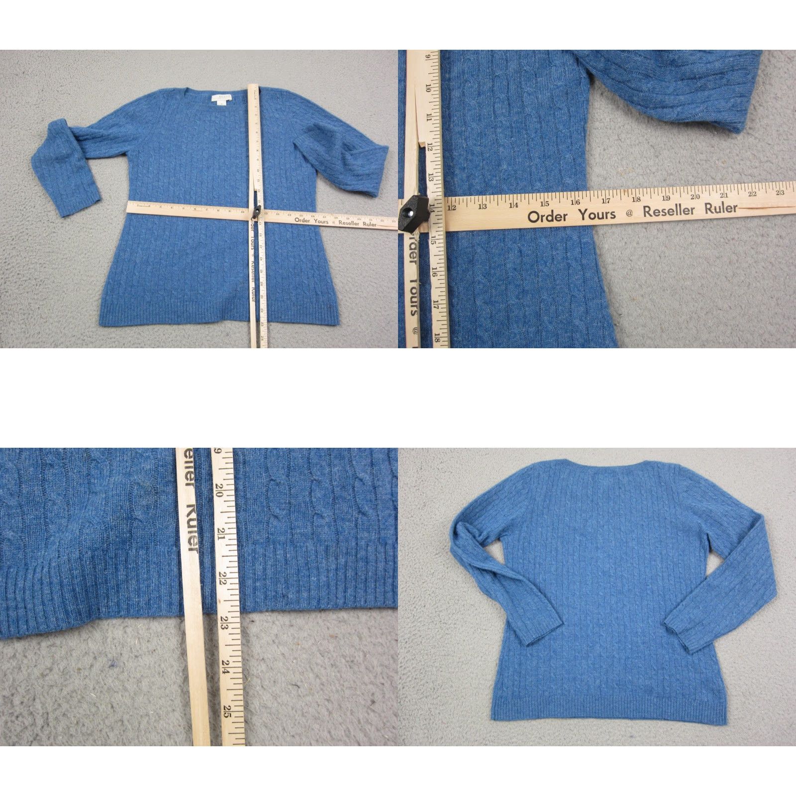 Vintage Kenar Sweater Womens Medium Blue 100% Cashmere Knit 2 Ply Vintage 90s Crew Neck Pullover Regular Knit Stylish Ladies - 90s Classic Cozy White? Size M / US 6-8 / IT 42-44 - 8 Thumbnail