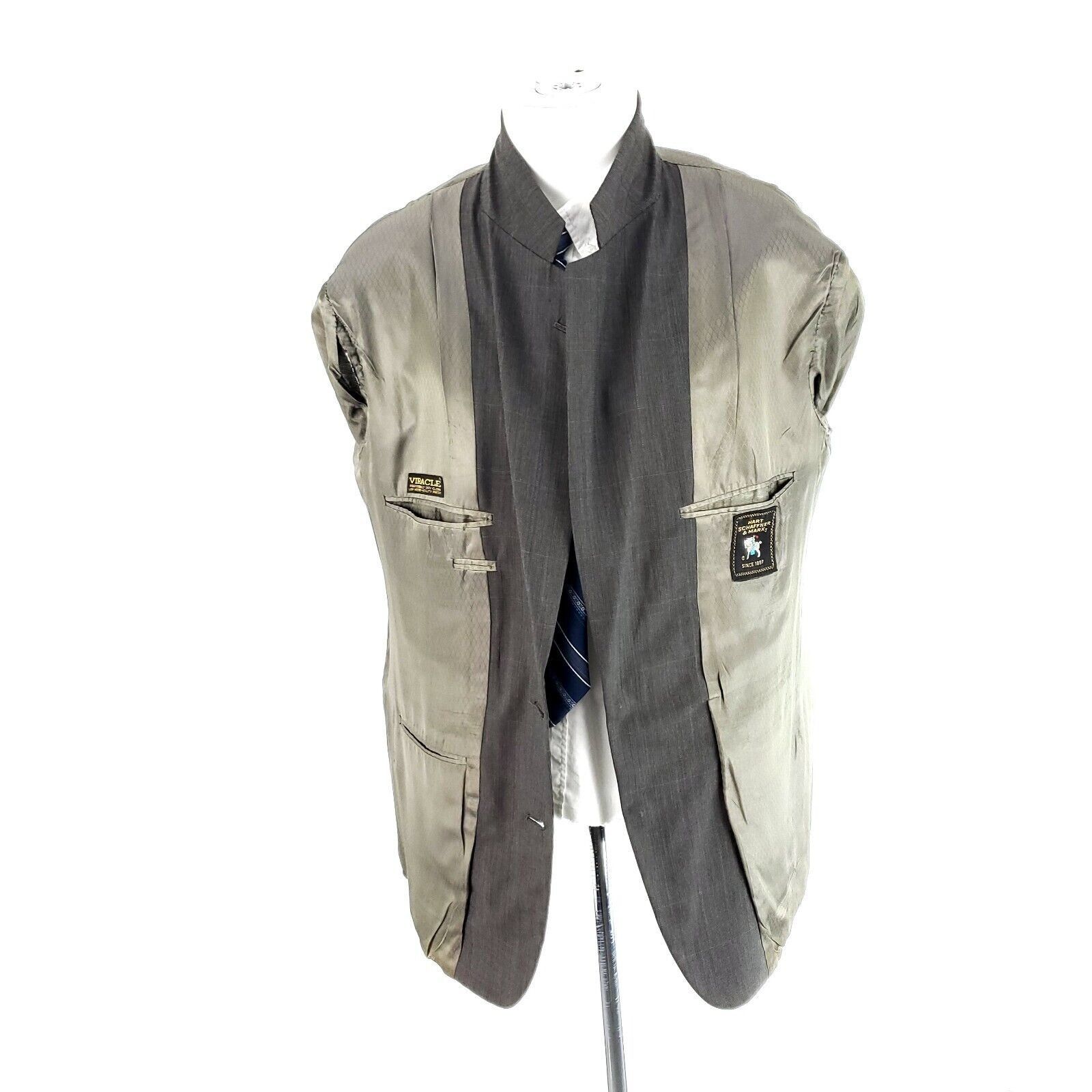 Hart Schaffner Marx Hart Schaffner Marx Wool 2 Button Blazer 40R Gray W/ Multi C Size 40R - 9 Thumbnail