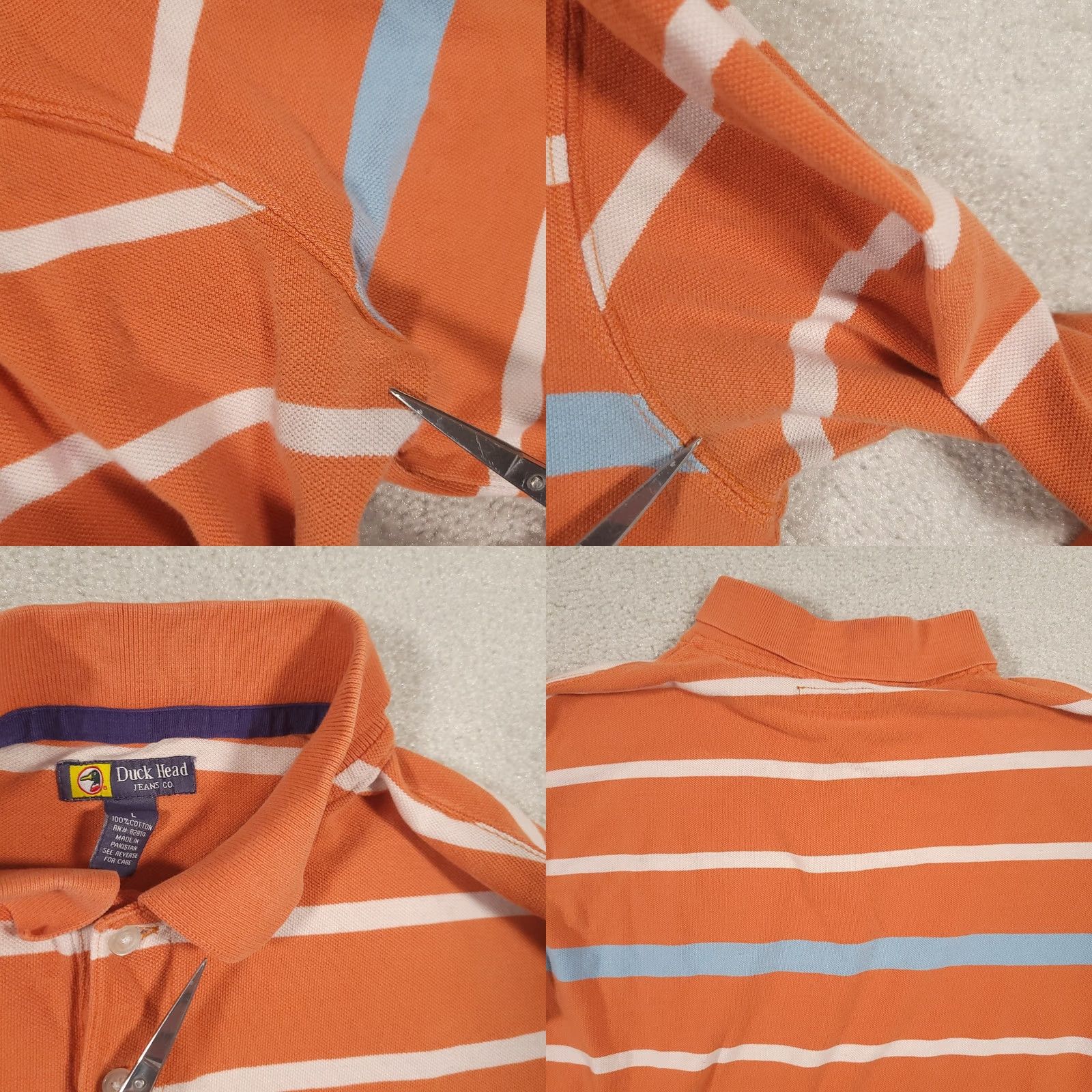 Vintage Duck Head Jeans Co. Polo Shirt Striped Long Sleeve Orange Mens Large Size US L / EU 52-54 / 3 - 8 Thumbnail
