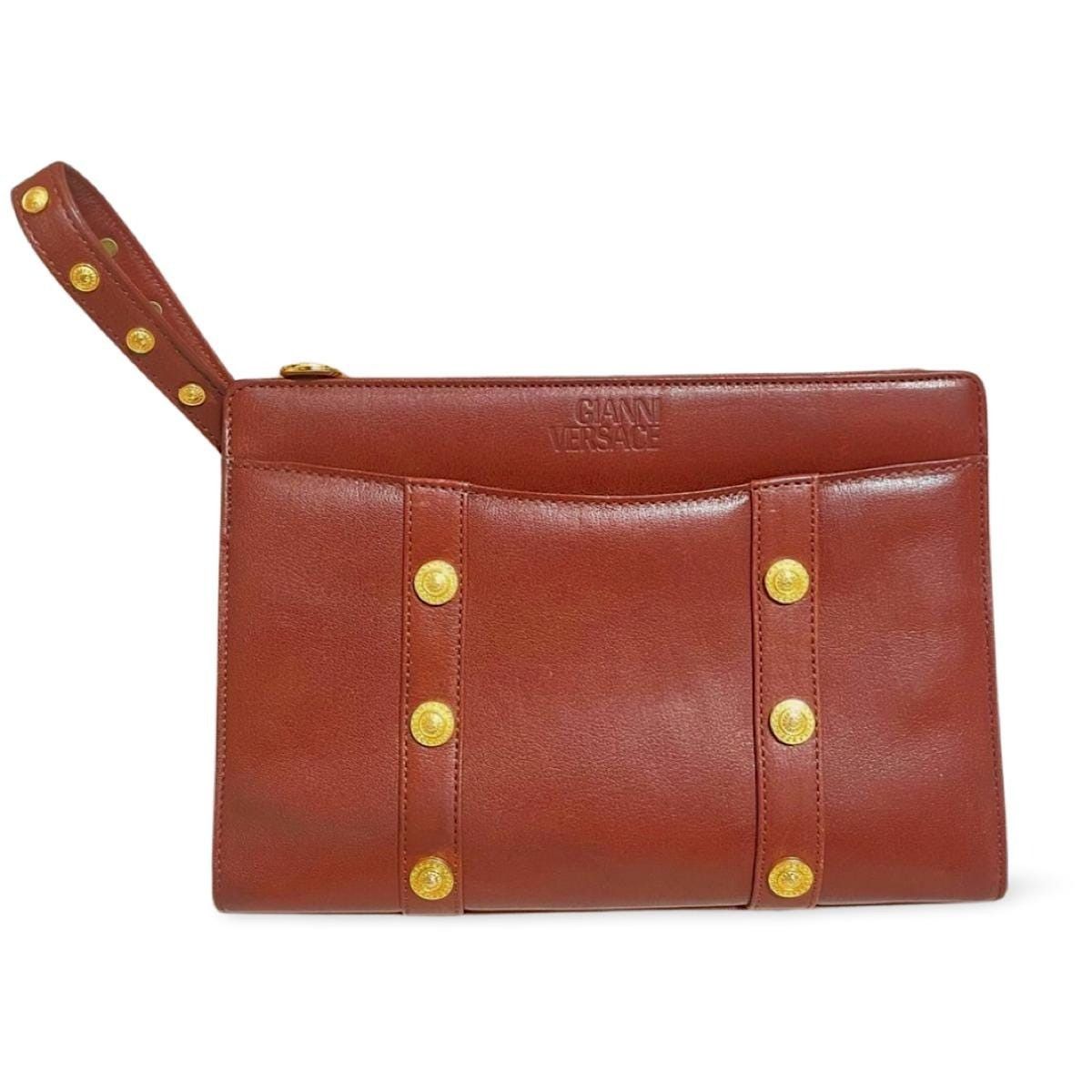 Versace Vintage Gianni Versace brown leather wristlet, purse clutch, Size ONE SIZE - 1 Thumbnail