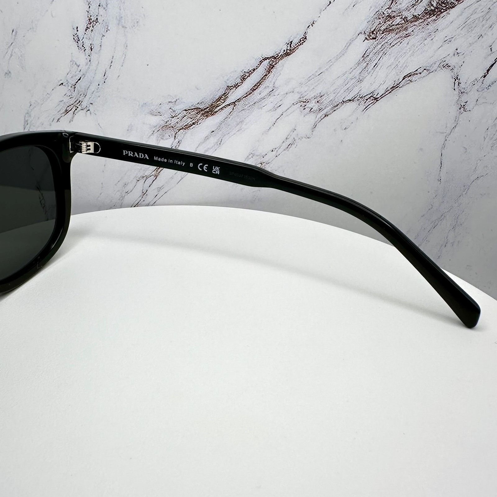Prada New PRADA Sunglasses Black Acetate Square Silver Metal Size ONE SIZE - 7 Thumbnail