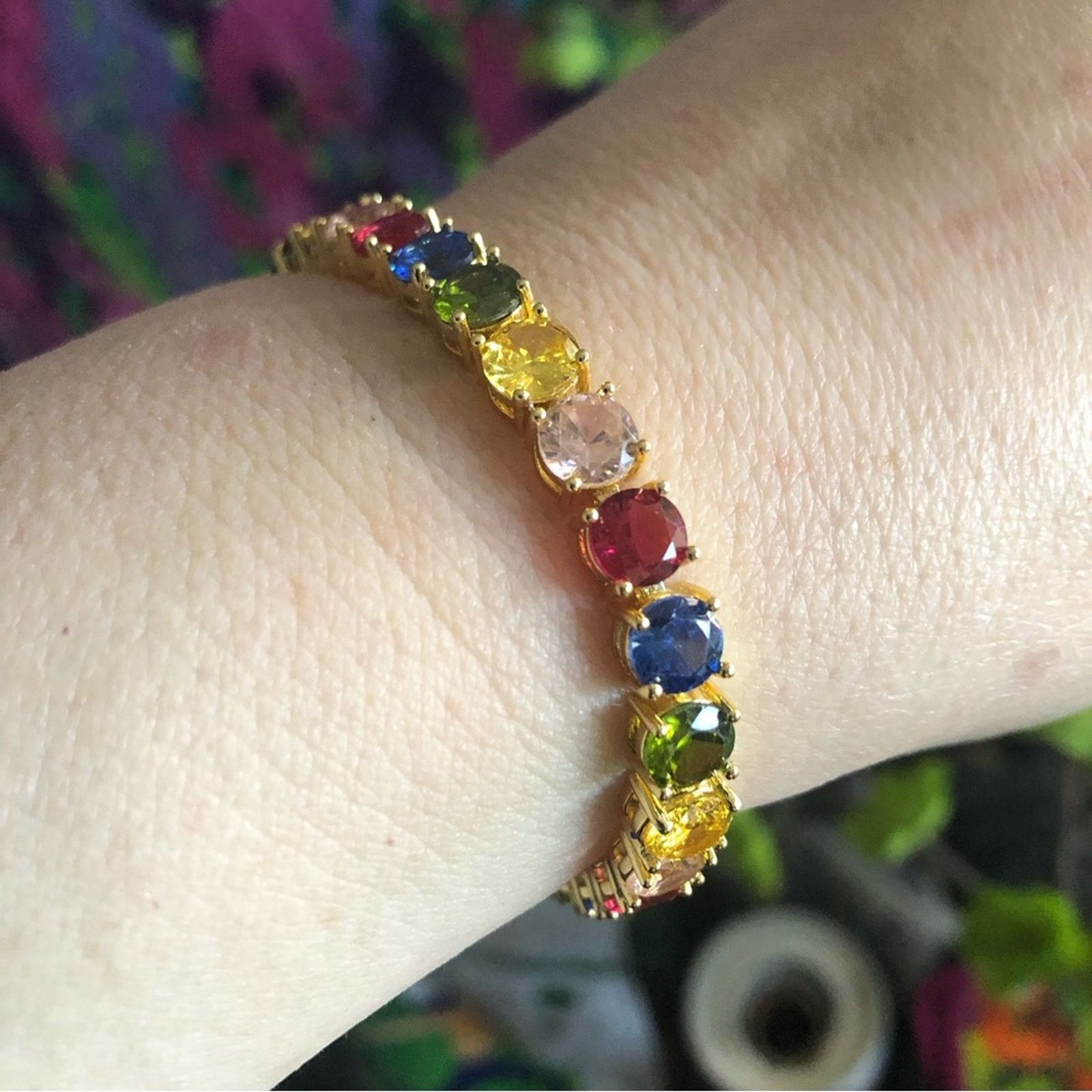 Jewelry Ladies 18kt gold plated 6mm faceted CZ tennis bracelet Size ONE SIZE - 2 Thumbnail