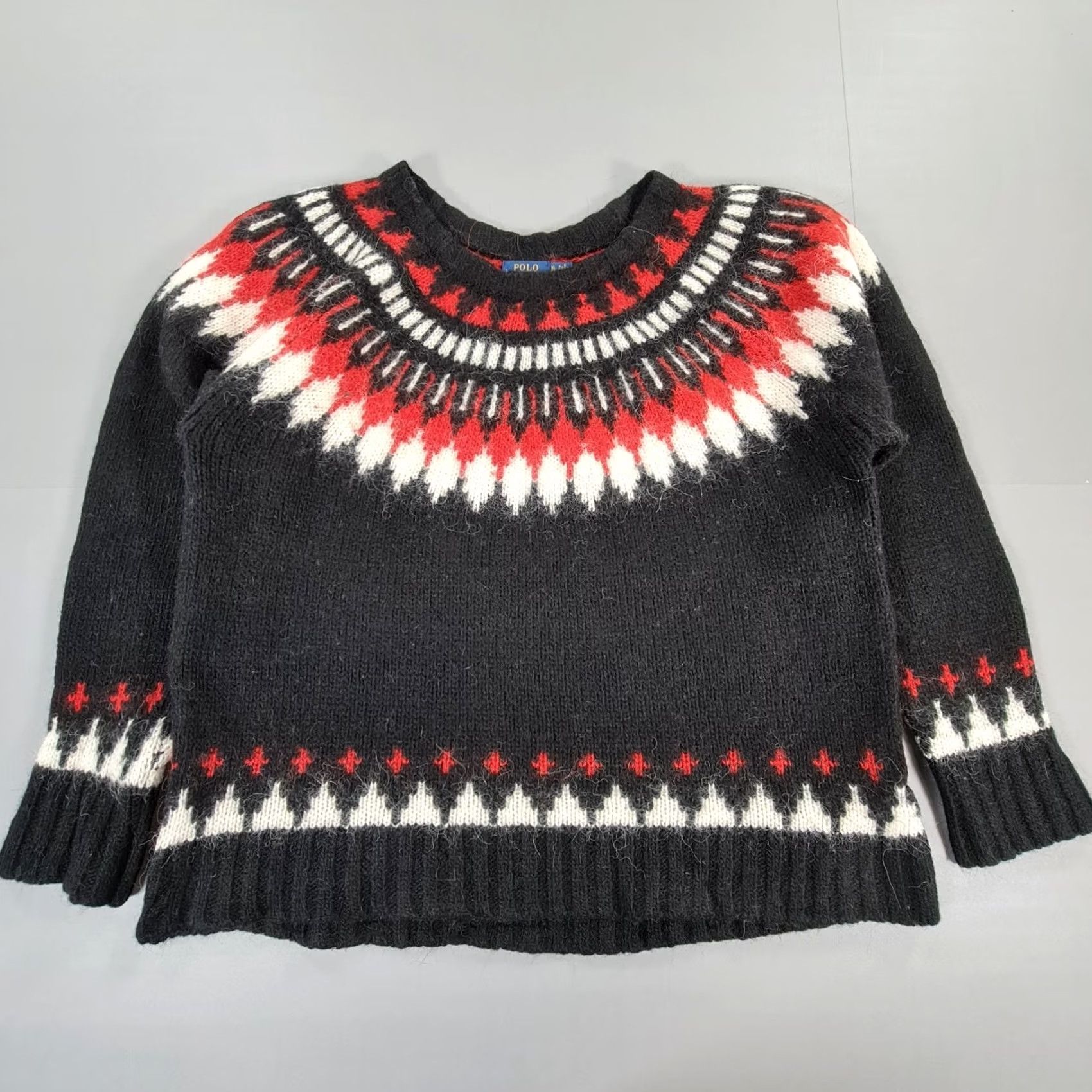 Polo Ralph Lauren VINTAGE Polo Ralph Lauren Jumper Black XL Aztek Wool Alpaca Country Native Shirt Womens XL Black Aztec Geometric Logo 90s Size S / US 4 / IT 40 - 2 Thumbnail