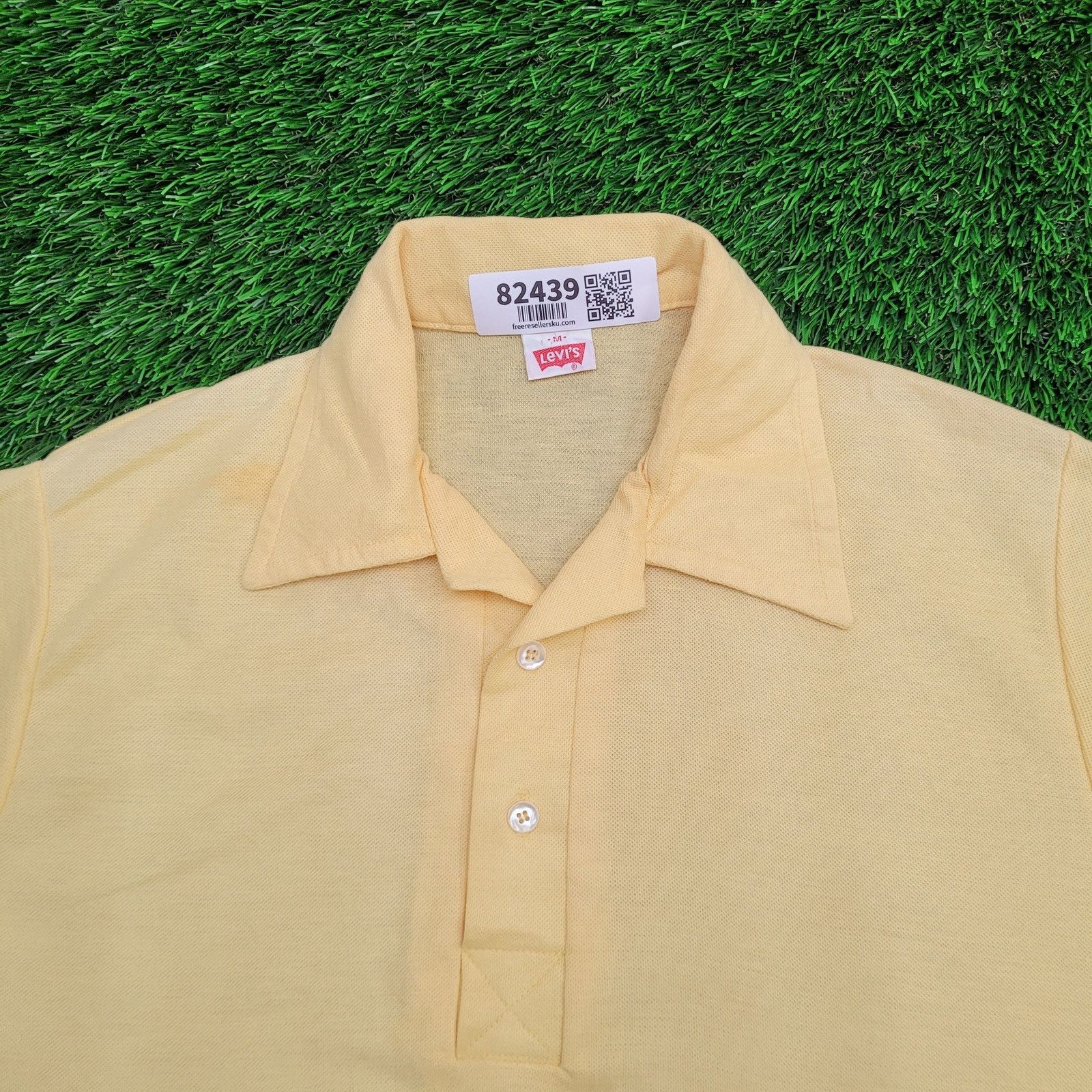 Levi's VTG LEVIS Polo Shirt M Fitted Yellow USA Preppy Disco 70s Size US M / EU 48-50 / 2 - 2 Thumbnail