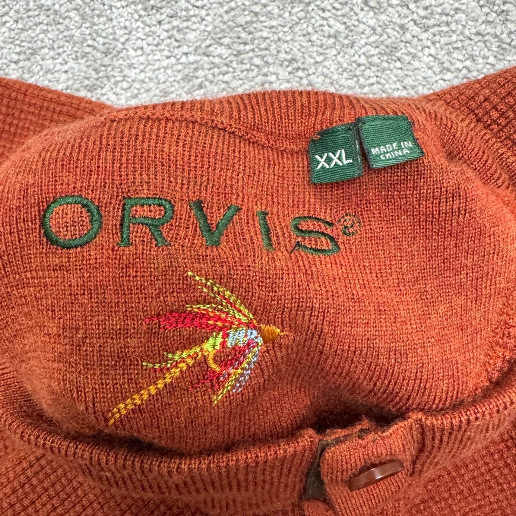 Orvis VINTAGE Orvis Wool Waffle Knit Henley Sweater Men's 2XL Fall Winter Brown Classic Outdoor Size US XXL / EU 58 / 5 - 7 Thumbnail