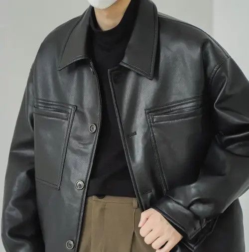 Japanese Brand Korean fashion retro faux leather jacket Size US XL / EU 56 / 4 - 5 Thumbnail