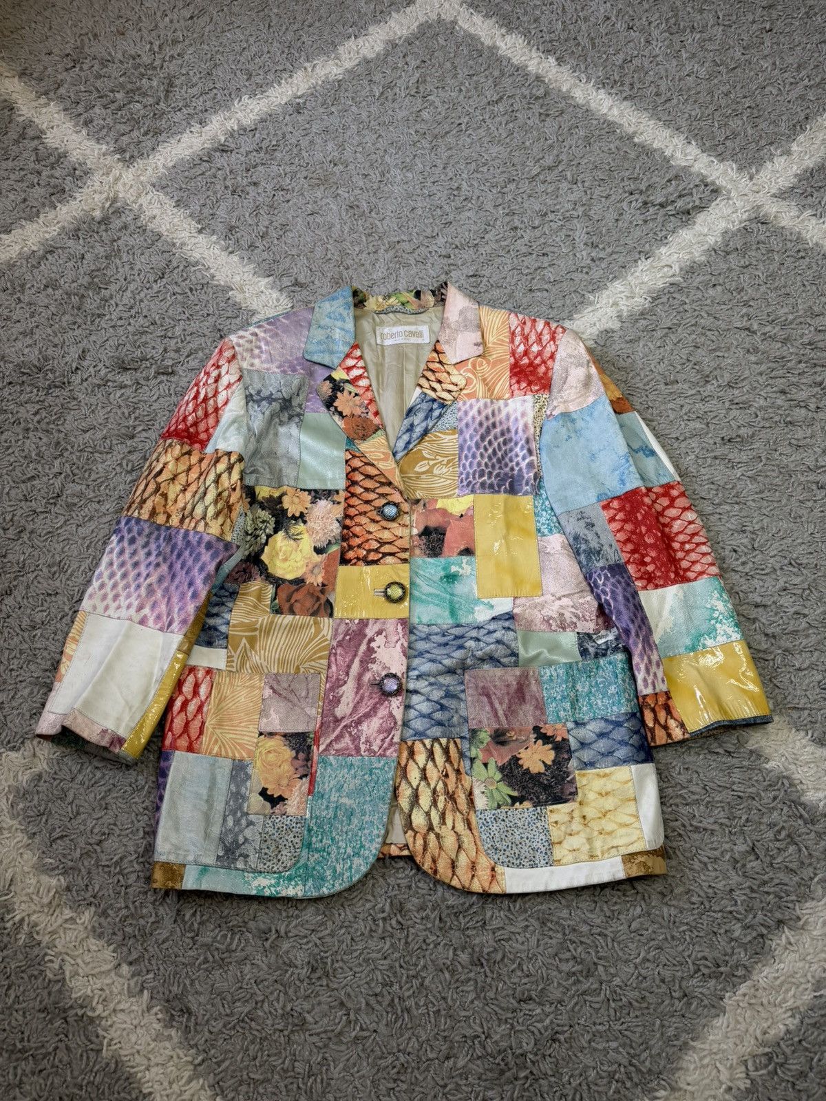 Roberto Cavalli Archive SS98 Roberto Cavalli Patchwork Leather Blazer Jacket Size M / US 6-8 / IT 42-44 - 1 Thumbnail