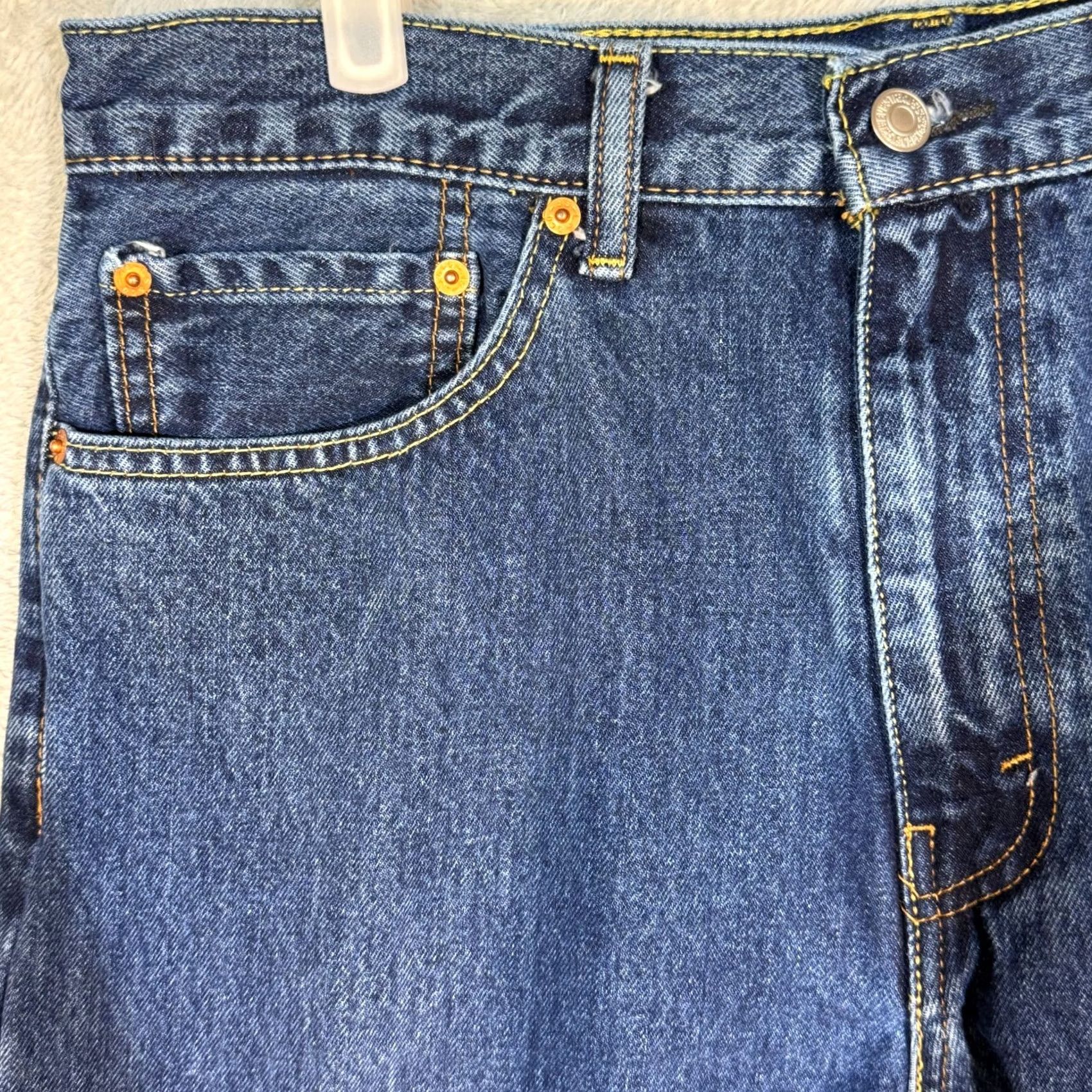 Levi's Levi’s 505 Jeans Straight Leg Blue Denim Stretch Mid-Rise 36 x 30 Men’s Size US 36 / EU 52 - 3 Thumbnail