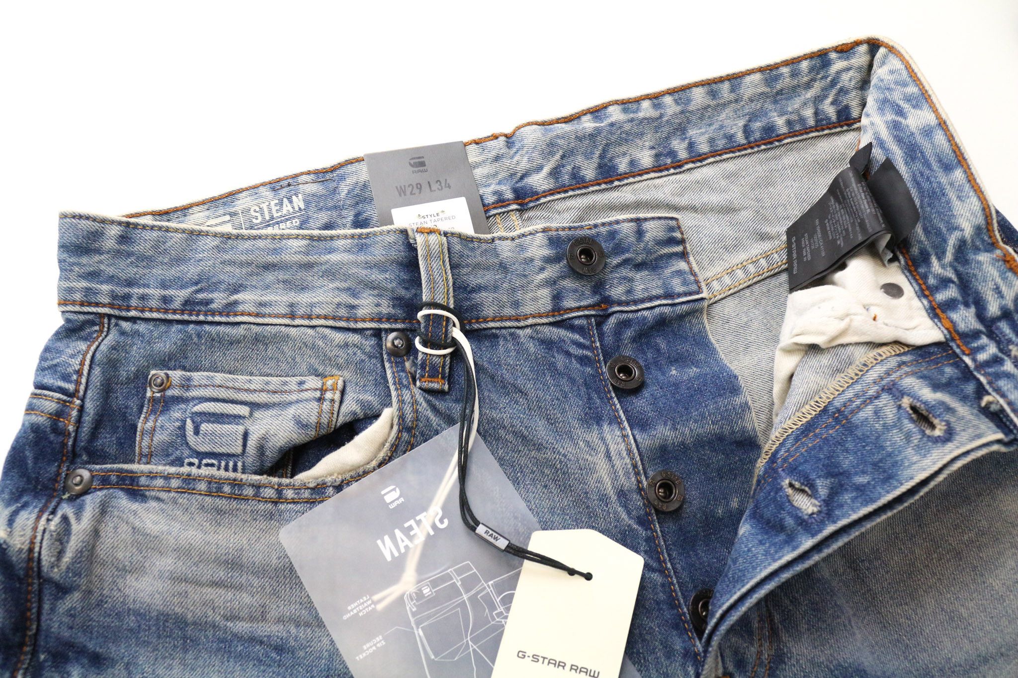 G-Star STEAN W29/L34 Washed Blue Cotton Jeans 74803 Size US 29 - 3 Thumbnail