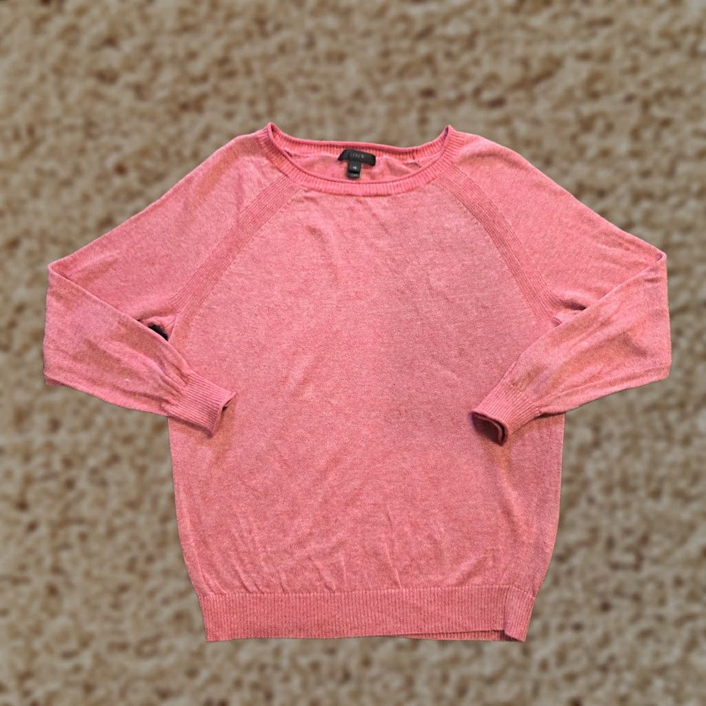 J.Crew J.CREW Sweater Womens XS Pink Linen Blend Pullover Round Neck Casual Capsule Knit Long Sleeve Regular Fit Size XS / US 0-2 / IT 36-38 - 1 Thumbnail