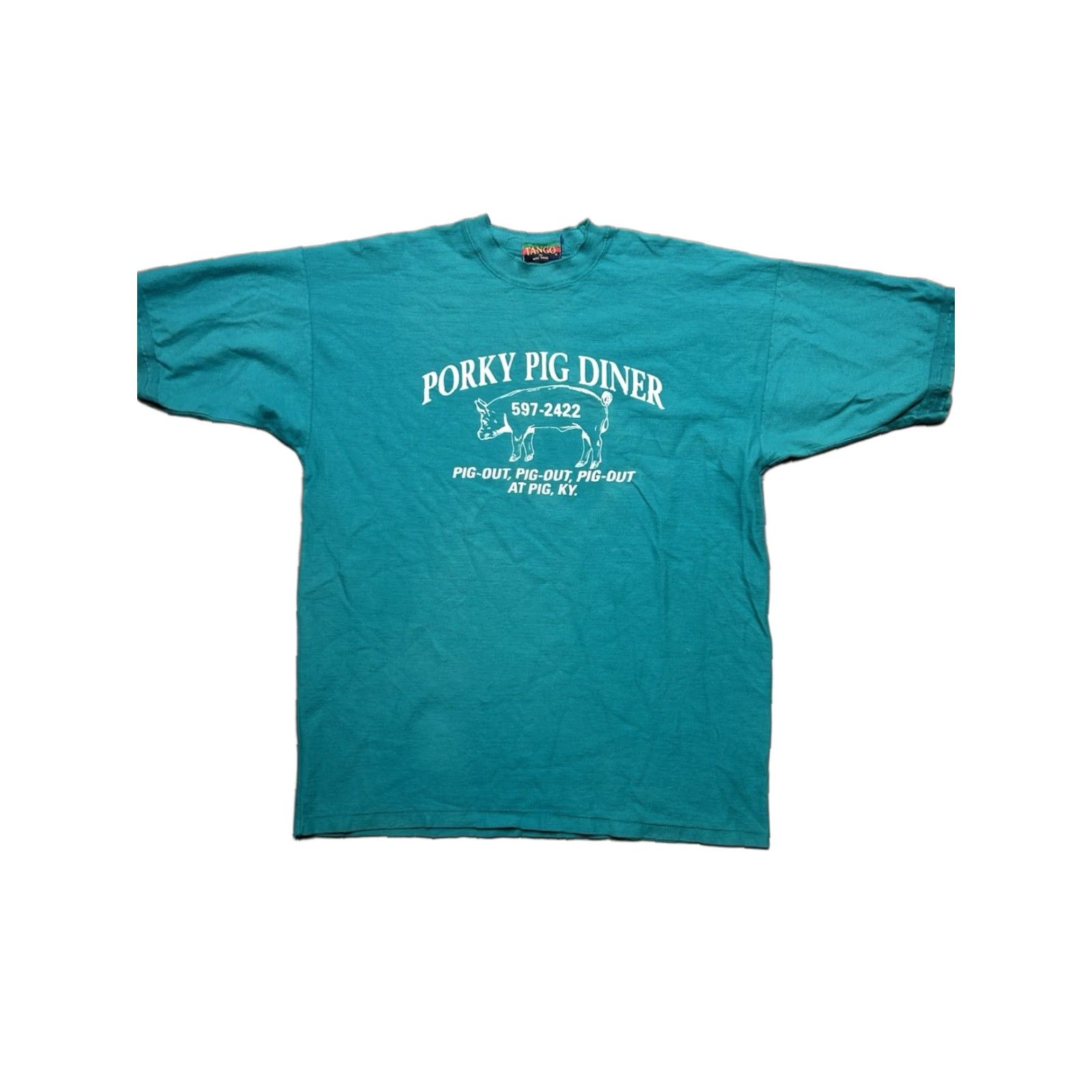 Altea VINTAGE Kentucky T-Shirt Men XL Porky Pig Diner Graphic Teal Turquoise Restaurant Blue PJ Size US XL / EU 56 / 4 - 1 Thumbnail